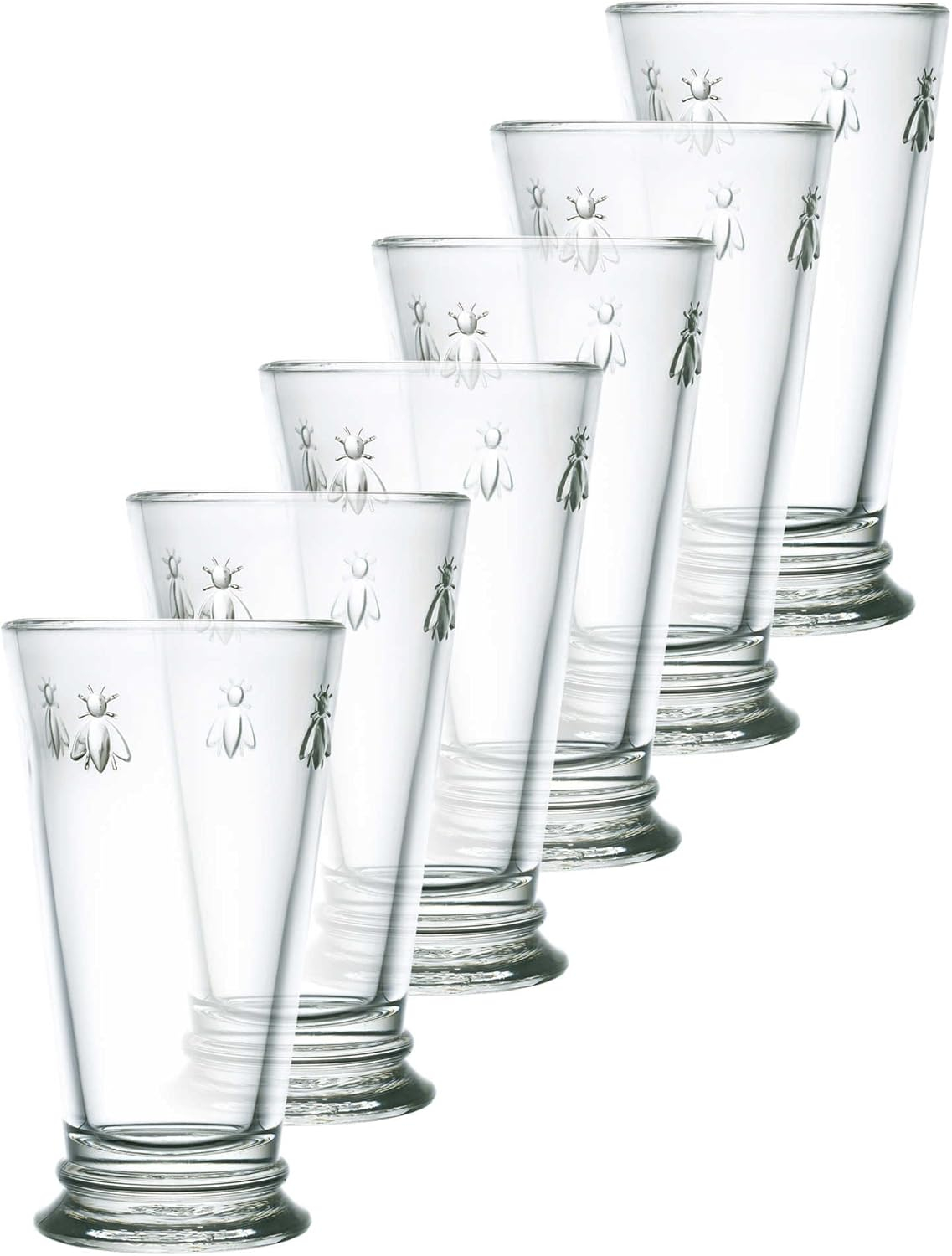 La Rochere Napoleon Bee Double Old Fashioned Tumbler Set of 6 – La Rochere Bee Glassware Sets – Fancy Glassware Drinking Glasses (15 oz)