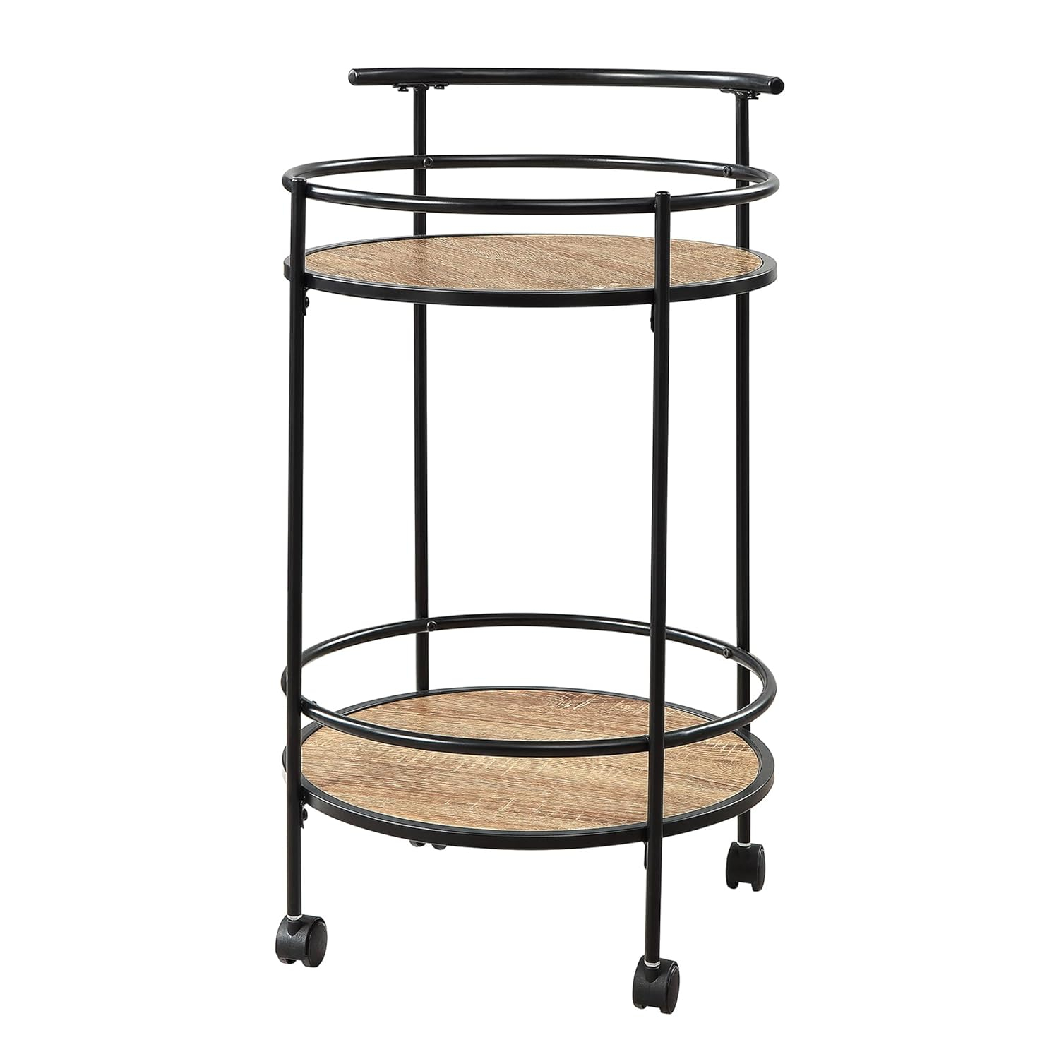 Designs2Go Charlie Serving Bar Cart in Beige Wood with Black Metal Frame