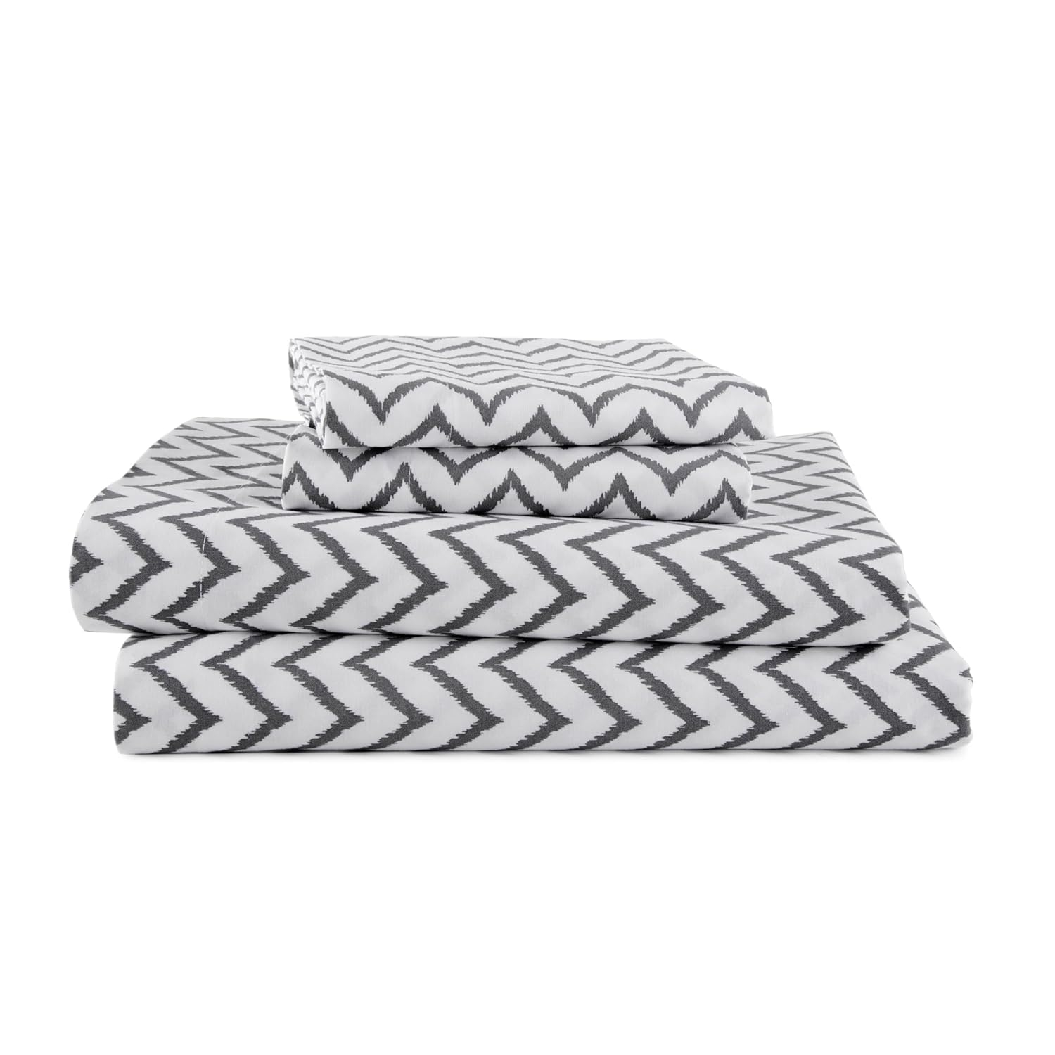 Martex 225 Thread Count Cotton Rich King Sheet Set - Soft, Durable, Wrinkle Resistant (4pc), Chevron