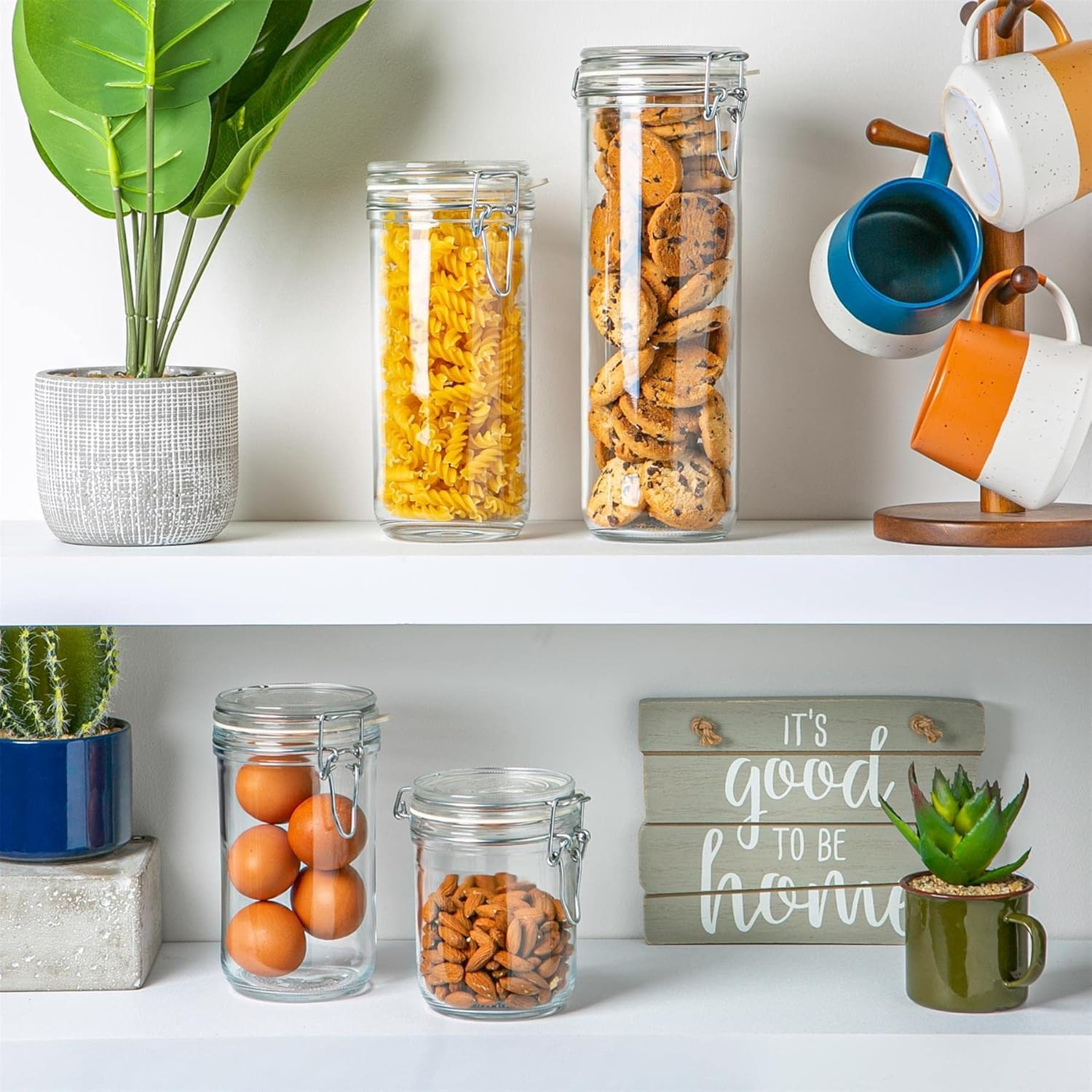 Bormioli Rocco Fido Cylinder 50.75 oz Airtight Jar (Set of 2) - BPA-Free Glass Ingredient Container - Ideal for Canning, Fermentation, Pantry Organization, Kitchen Storage - Dishwasher & Food Safe