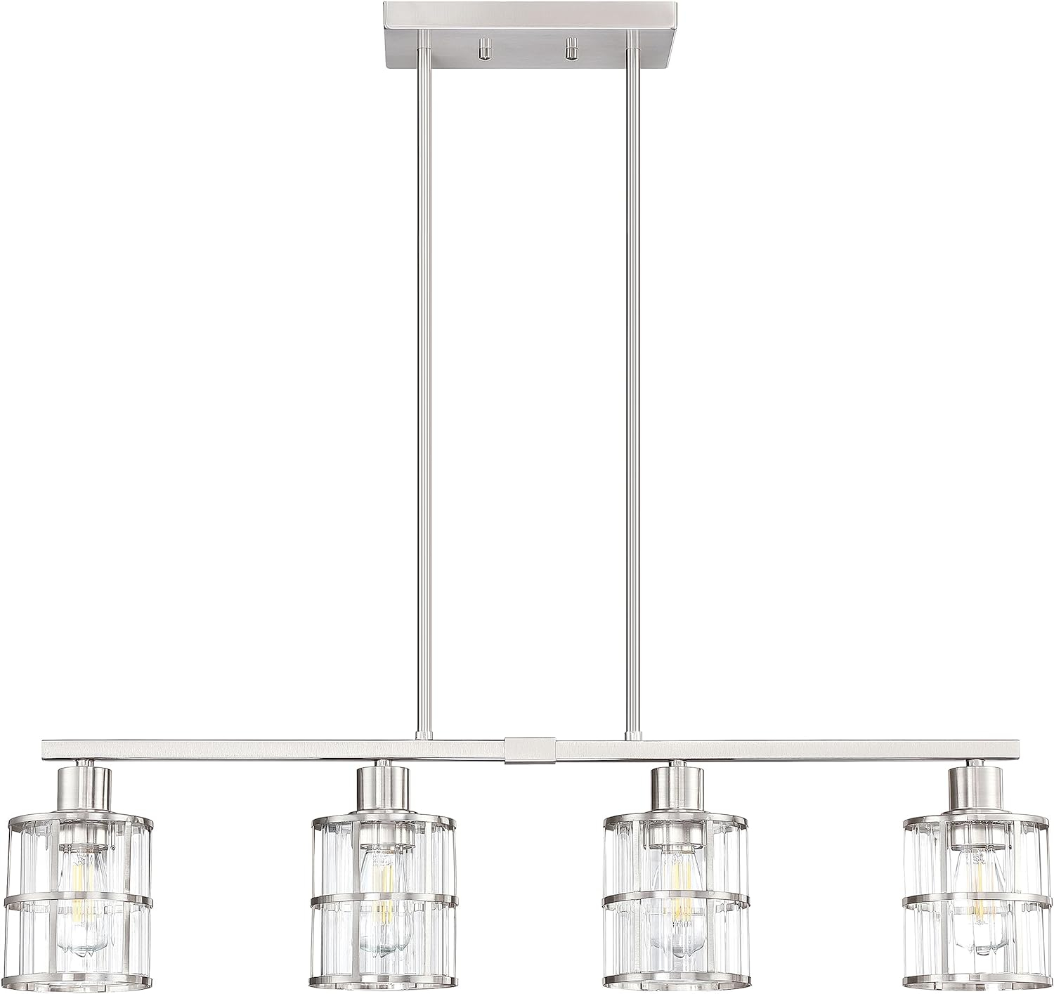 3-Light Pendant Lighting Clear Glass Pendant Lighting for Kitchen Island Brushed Nickel Hanging Light Fixture Pendant Light Dining Room Chandelier Farmhouse