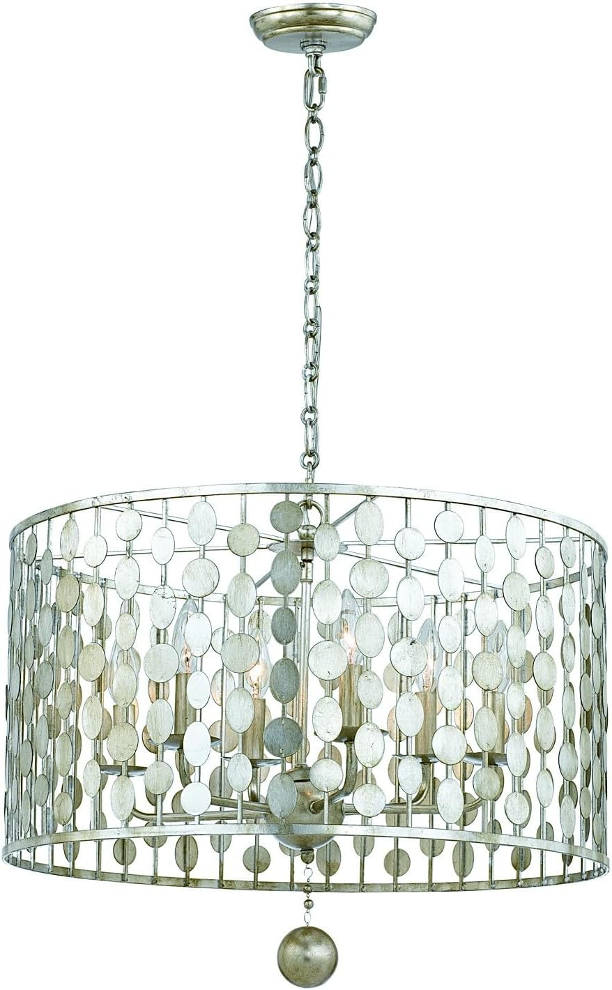 Iluminación 546-sa-Crystorama-layla - Lámpara de Araña de Seis Luces de Estilo Clásico - 23,75 Pulgadas de Ancho por 18,7 Pulgadas de Alto Acabado Plateado Antiguo -tradicional