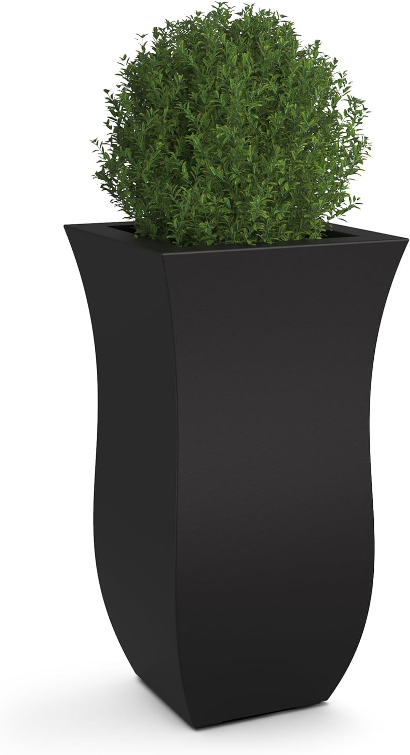Mayne Valencia Polyethylene Resin 30" Tall Tulip Planter in Black
