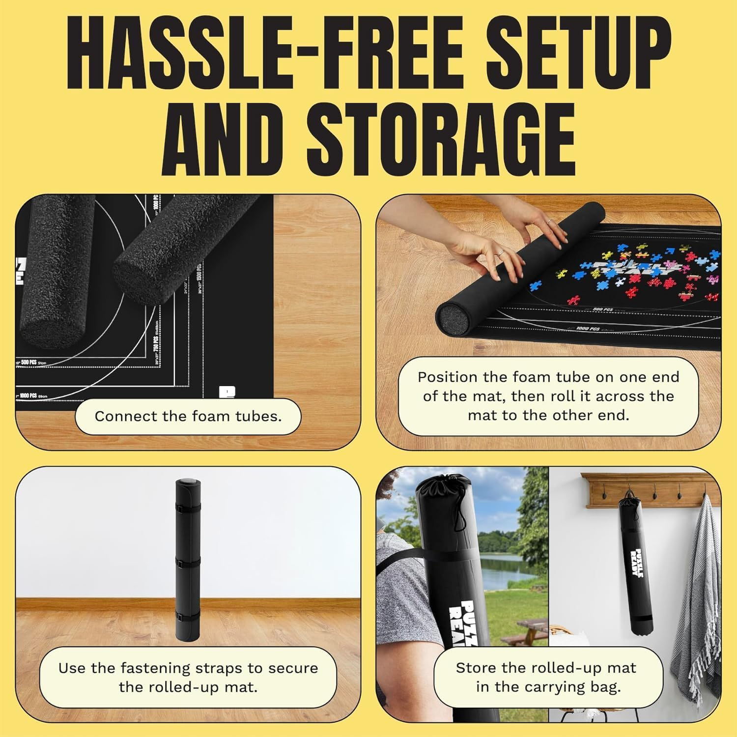 Puzzle Ready Jigsaw Puzzle Mat Roll Up - 46” x 29.5” Puzzle Mat Up to 1500 Jigsaw Puzzles, 4 Sorting Trays & Storage Bag