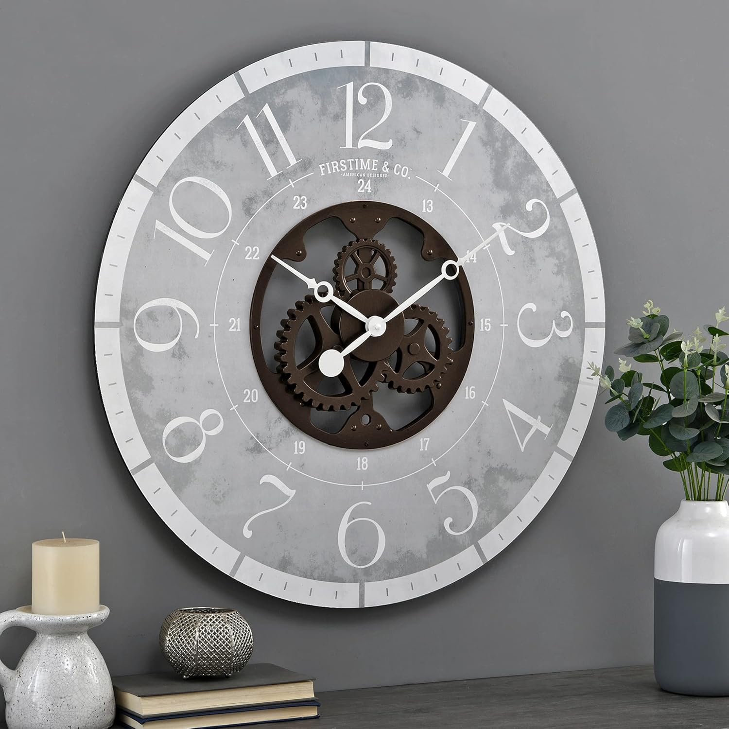 FirsTime & Co. Brown And Bronze Carlisle Gears Wall Clock, Industrial, Analog, 27 x 2 x 27 in