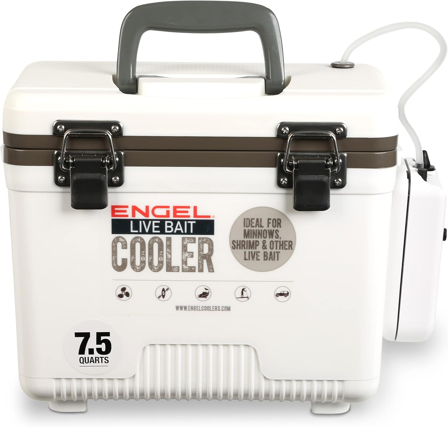 ENGEL 13 Qt Live Bait Cooler with 2-Speed Portable Aerator Pump - White