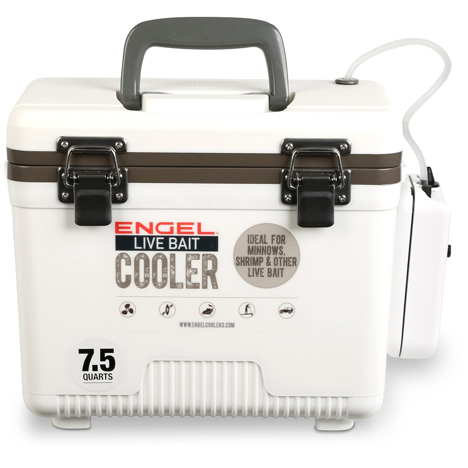 ENGEL 13 Qt Live Bait Cooler with 2-Speed Portable Aerator Pump - White