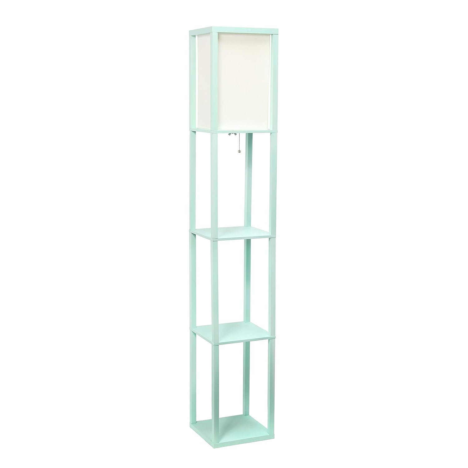 Simple Designs Floor Lamp Etagere Organizer Storage Shelf with Linen Shade