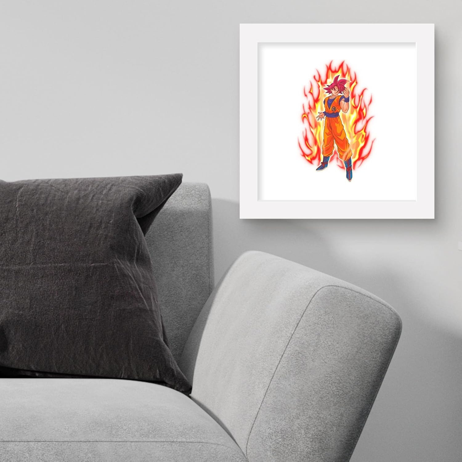 Gallery Pops Dragon Ball: Super - Super Saiyan God Goku Wall Art, White Framed Version, 12" x 12"