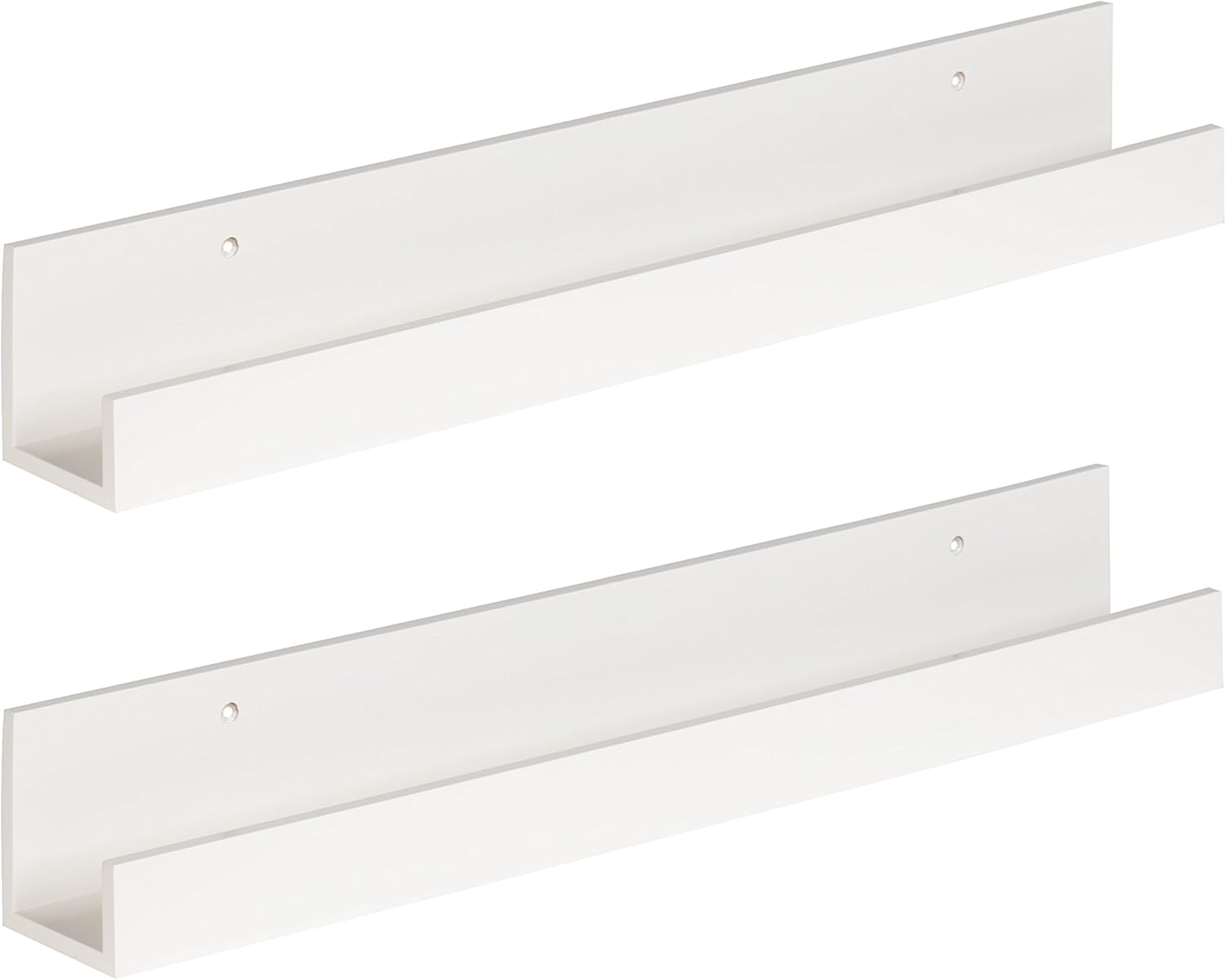 Kate and Laurel Rectangle Floating Shelves, 25.21" x 5.81", White
