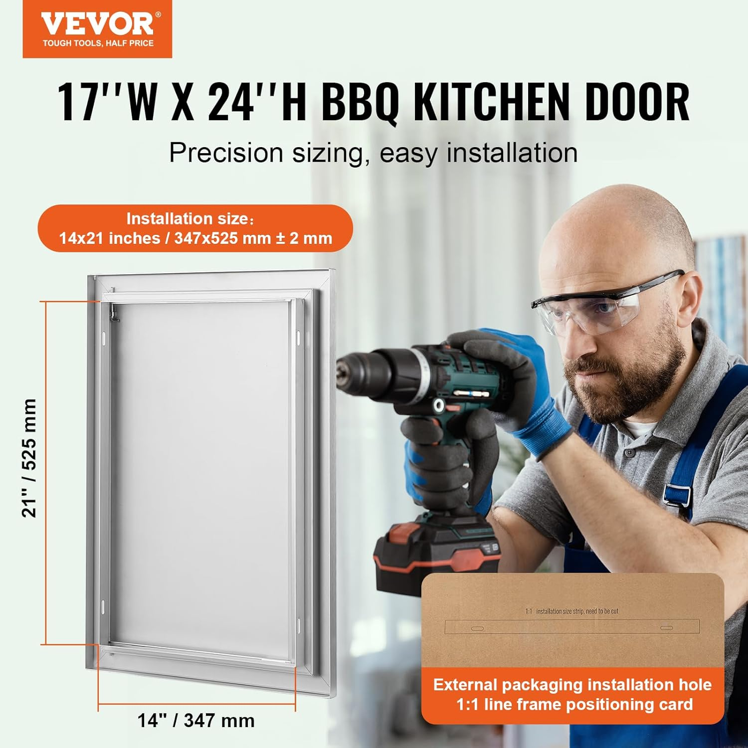 VEVOR BBQ Access Door 17-in W x 24-in H x 2-in D Built-In Grill Cabinet Single door