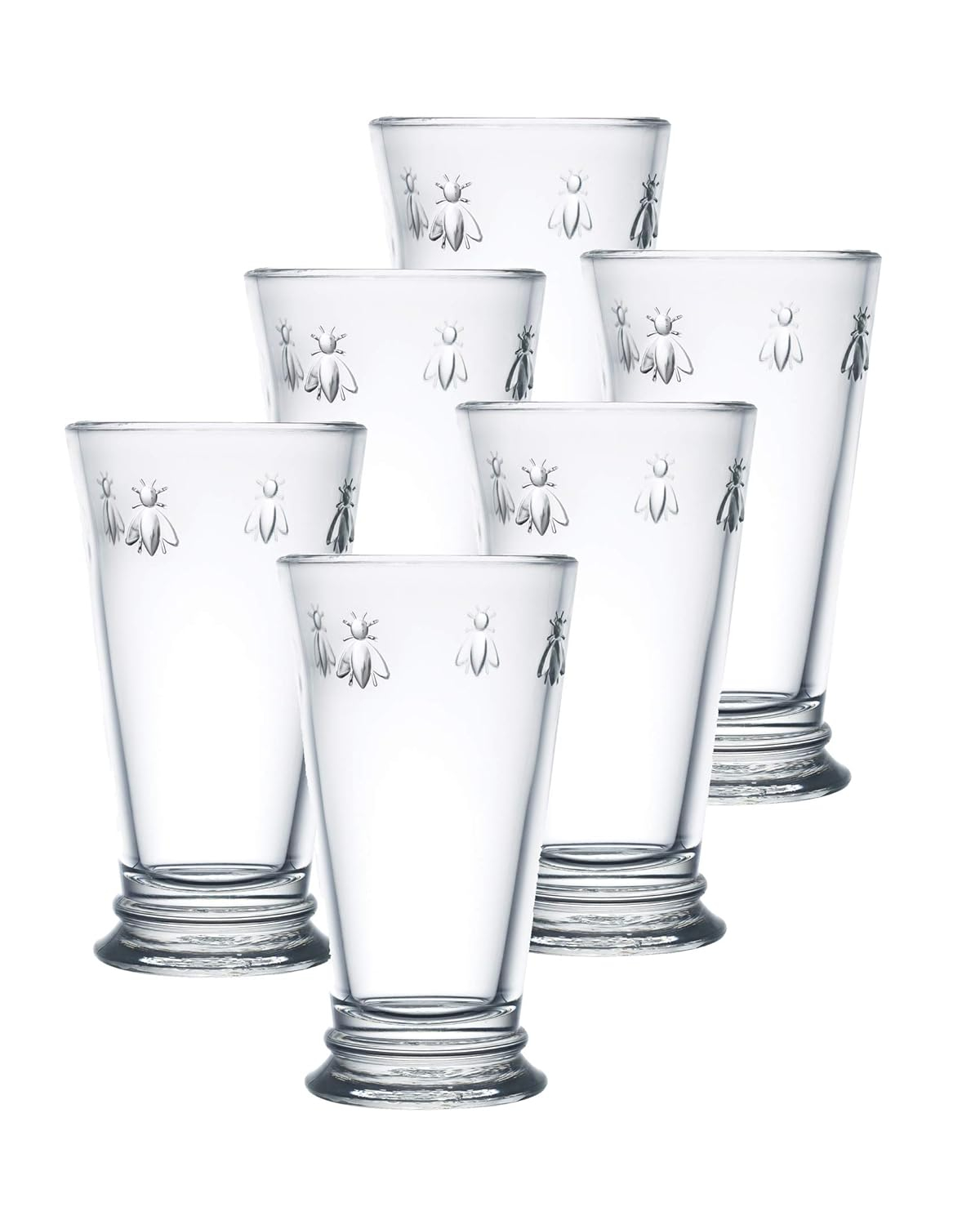 La Rochere Napoleon Bee Double Old Fashioned Tumbler Set of 6 – La Rochere Bee Glassware Sets – Fancy Glassware Drinking Glasses (15 oz)