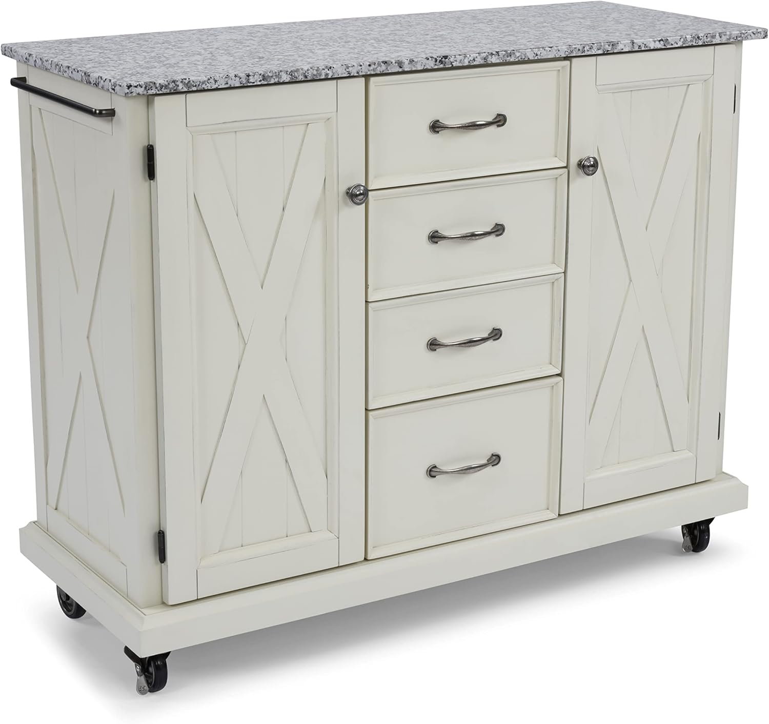 Homestyles Seaside Lodge Wood Kitchen Cart in Off White