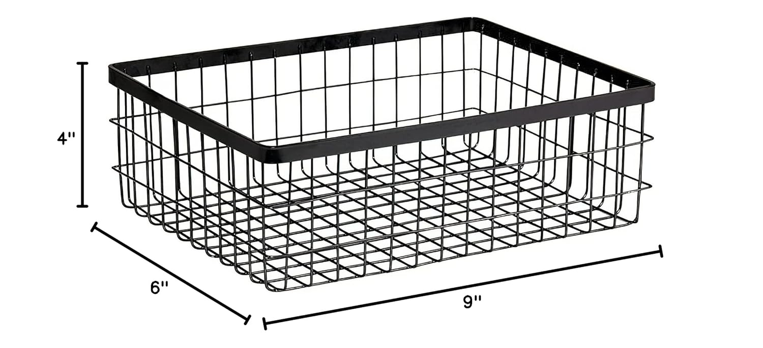 G.E.T. WB-1294-MG Rectangular Metal Storage Wire Basket for Pantry, Produce and More, 9" x 6" x 4"