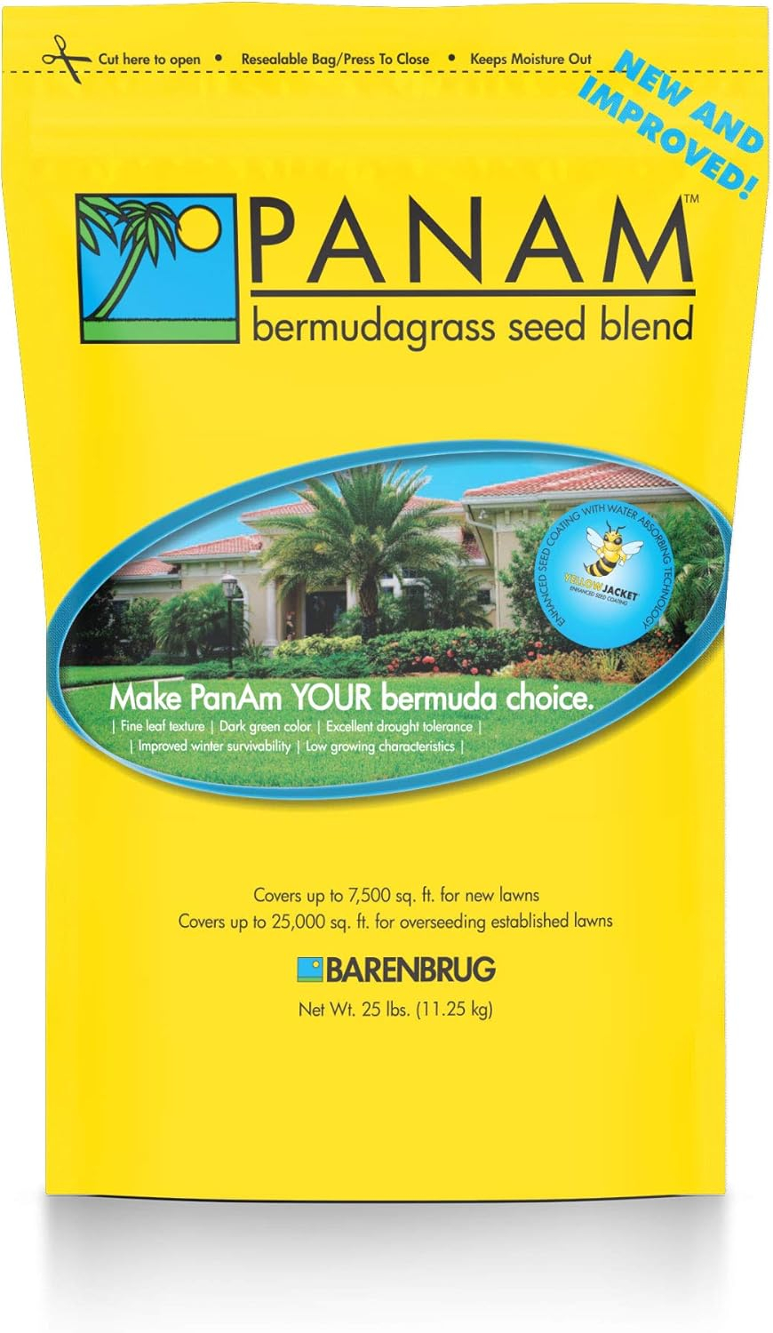 PanAm Bermuda Grass Seed Blend for Sunny Areas, 25 LB Bag