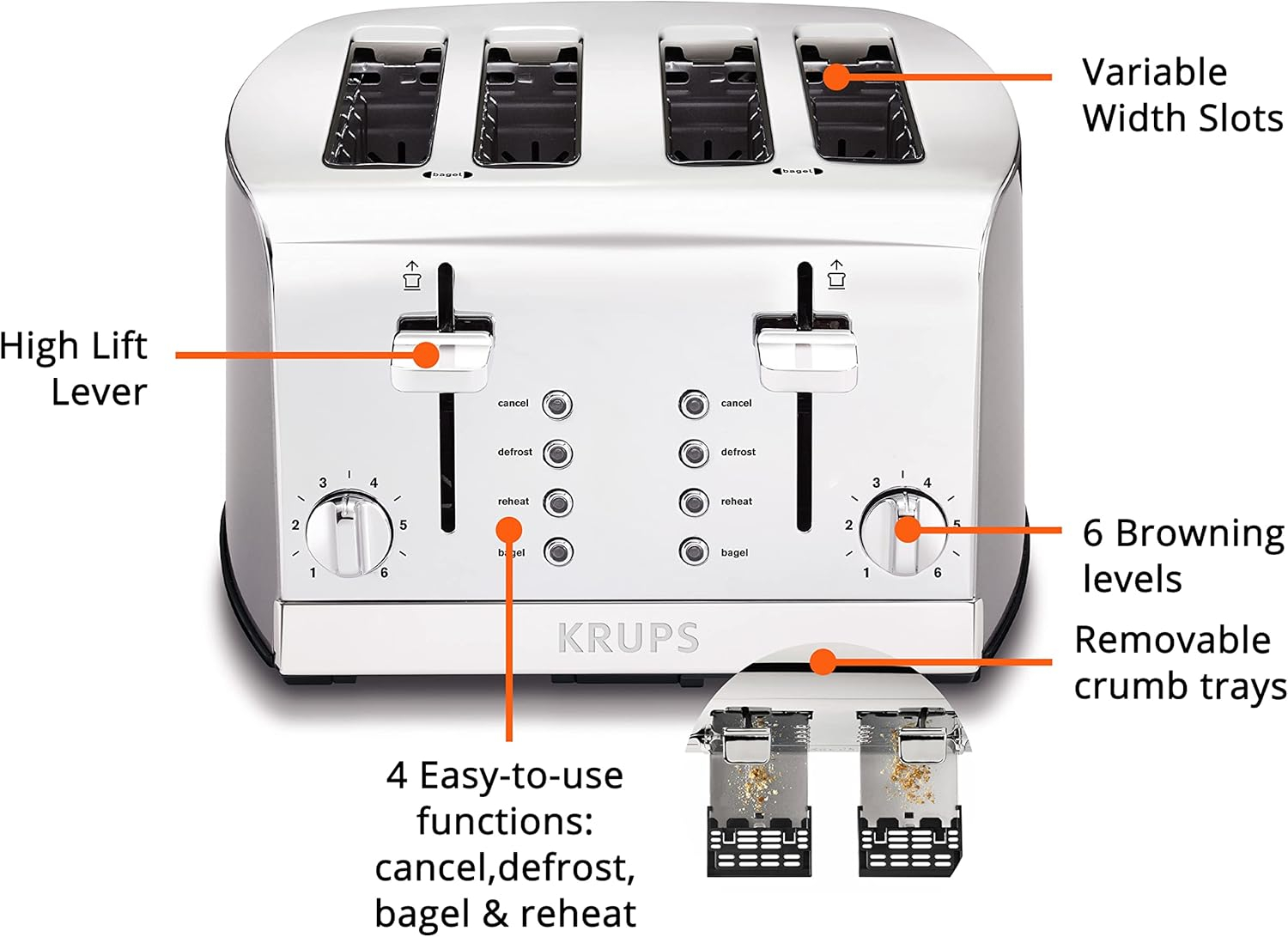 KRUPS KH734D51 4 Slice Toaster