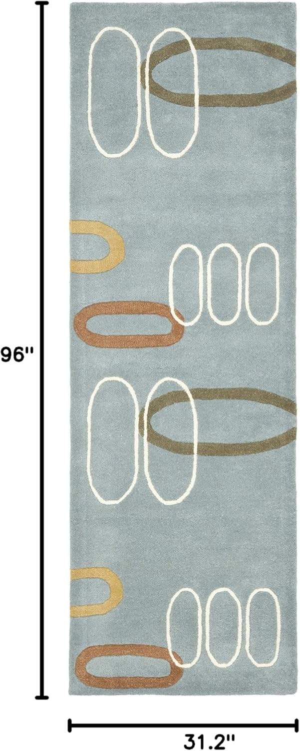 SAFAVIEH Soho Christy Abstract Wool Runner Rug, Blue/Multi, 2'6" x 8'