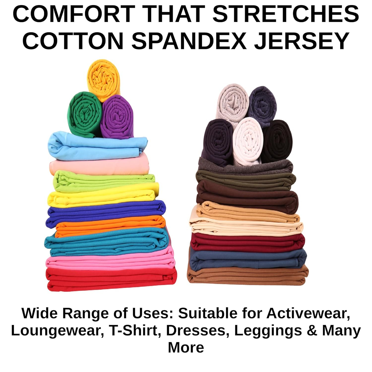 FabricLA Cotton Spandex Jersey Fabric - 10 oz, 4-Way Stretch, 60" Inch Wide by The Yard – Skirts, Tops, T-Shirts