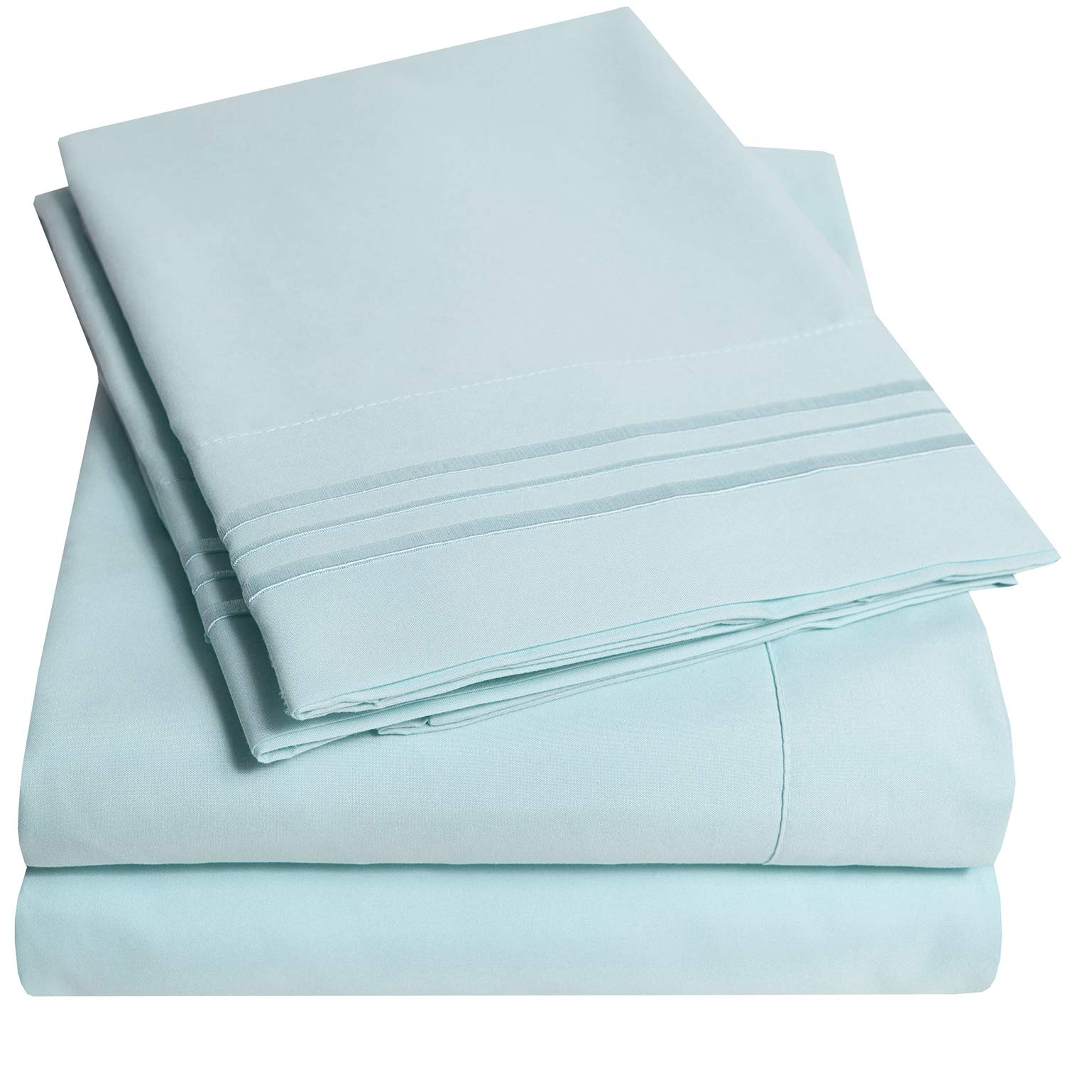 1500 Supreme Collection Bed Sheets - PREMIUM QUALITY BED SHEET SET & LOWEST PRICE, SINCE 2012 - Deep Pocket Wrinkle Free Hypoallergenic Bedding - Over 40+ Colors & Prints- 4 Piece, Full, Light Blue