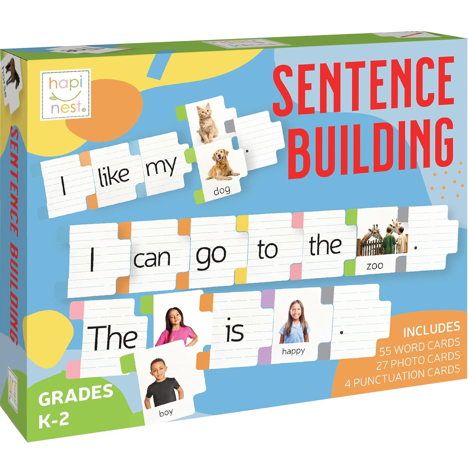 Hapinest Sentence Building for Kids, Learning Game Grammar Reading & Speech Therapy Materials Activities, Kindergarten 1st 2nd Grade Special Education Classroom Must Haves for Teachers & Homeschool