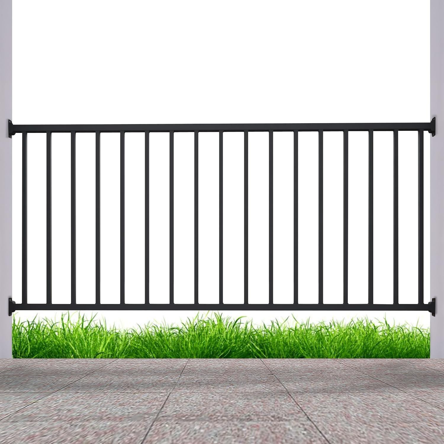 CR Home Metal Railing For Deck, Metal Guard Rail Kit With Balusters For Deck Railing 32 Inch, Wrought Iron Deck Railing Kit And Porch Railing Ideal For Residential And Commercial Use, 6ft Wide