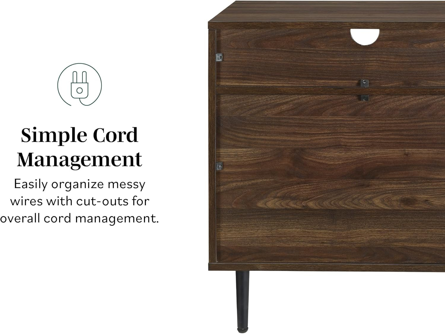 Slate Grey 25" Modern Wood Nightstand with 2 Drawers