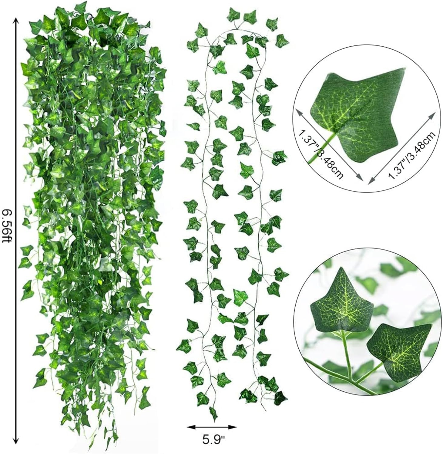 CEWOR 14 Pack 98 Feet Fake Ivy Leaves Artificial Garland Greenery Hanging Plant Vine for Bedroom Wall Decor Wedding Party Room Aesthetic Stuff