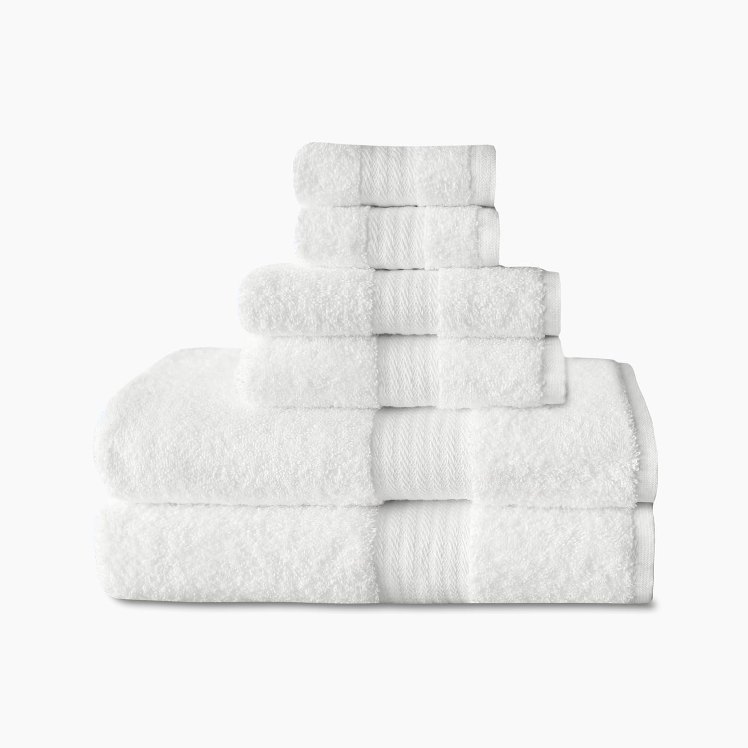 1888 Mills True Classics 6-Piece Set Set Featuring Enduraweave Technology, 2 Bath Towels, 2 Hand Towels, & 2 Washcloths, Soft & Durable, White