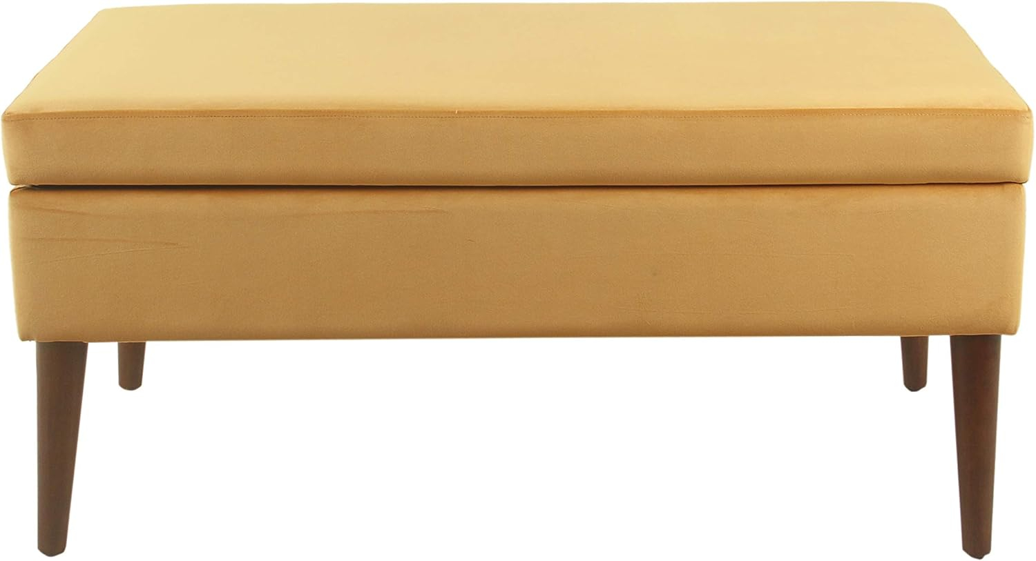 HomePop Home Decor | Upholstered Decorative Storage Ottoman Bench | Ottoman Bench with Storage for Living Room & Bedroom | Decorative Home Furniture, Yellow Velvet
