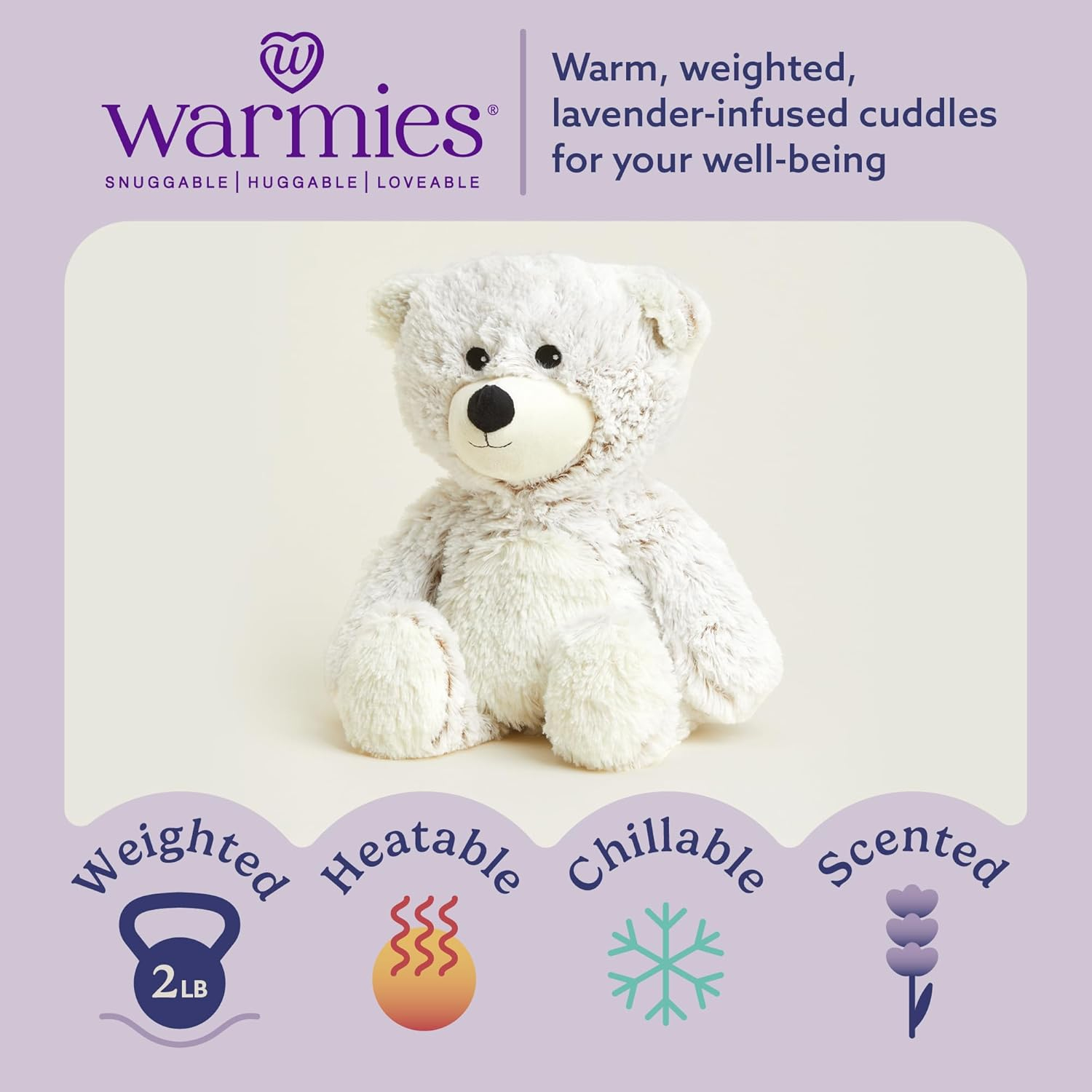 Blue Marshmallow Bear Warmies - Cozy Plush Heatable Lavender Scented Stuffed Animal