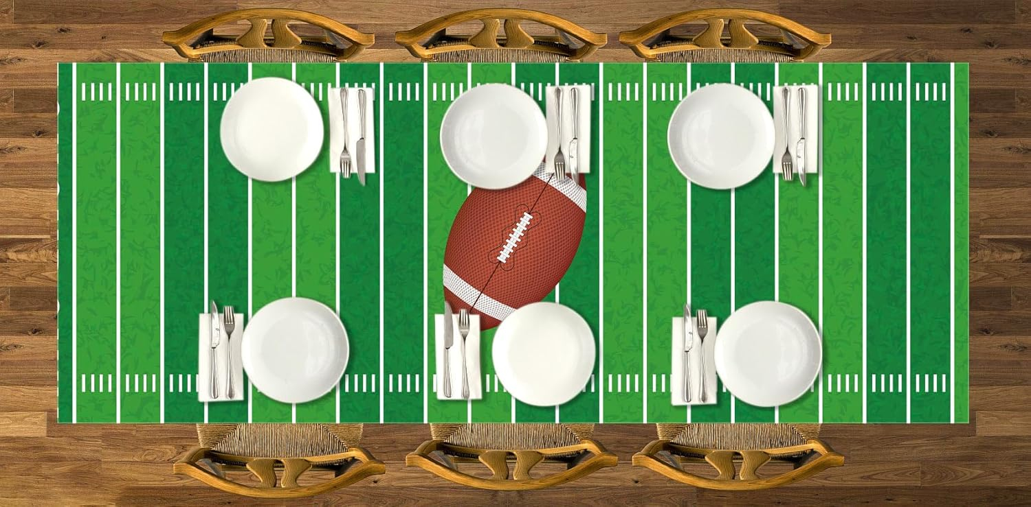 American Football Field Tablecloth Game Time Touchdown Sport Themed Party Decoration Kitchen Dining Room Home Rectangular Table Cover 60×104inch