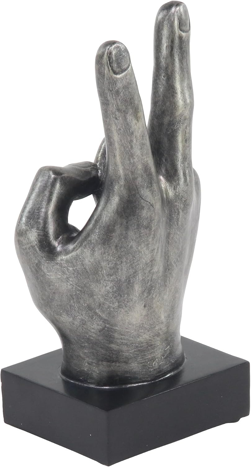 5"W, 11"H Dark Gray Polystone Hands Sculpture, by DecMode (3 Count)
