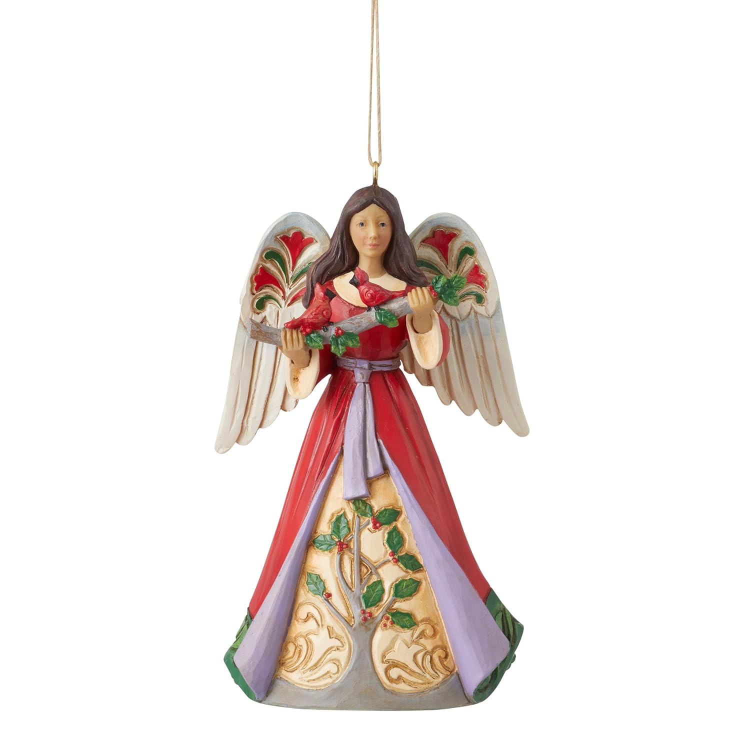 Heartwood Creek Christmas Angel Ornament with Holly and Cardinals