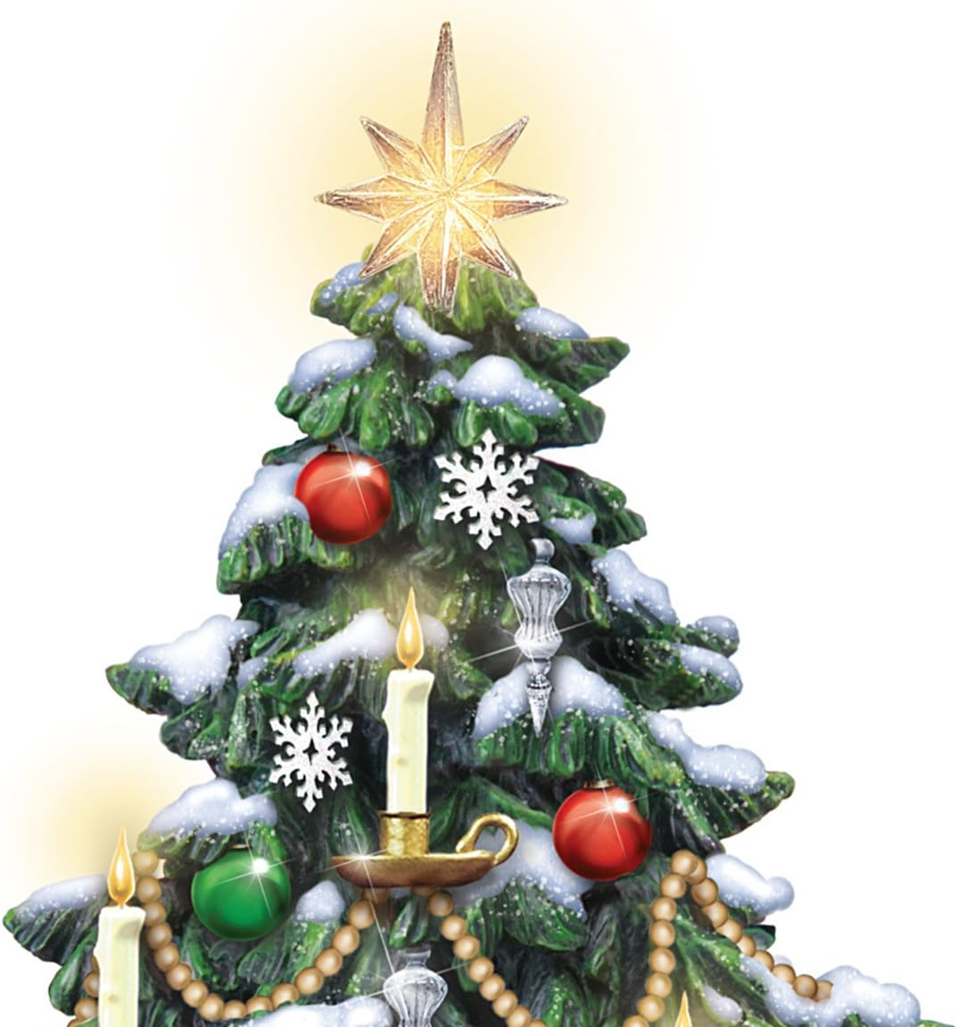Bradford Thomas Kinkade Candlelit Tabletop Tree Lights & Music & Rotating Train