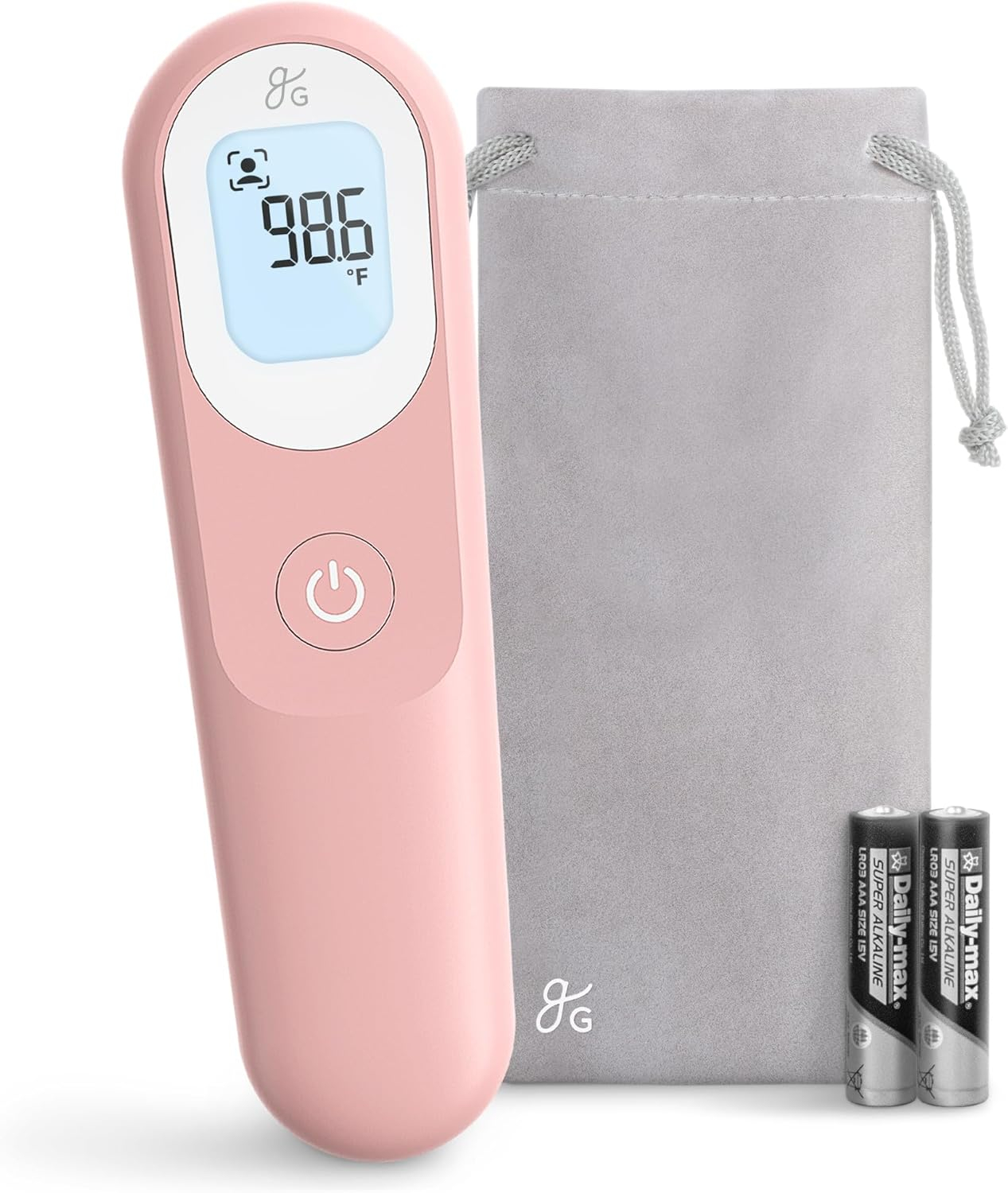 Greater Goods Digital Infrared Forehead Thermometer, Kids and Adults w Backlit Display, Blush Pink