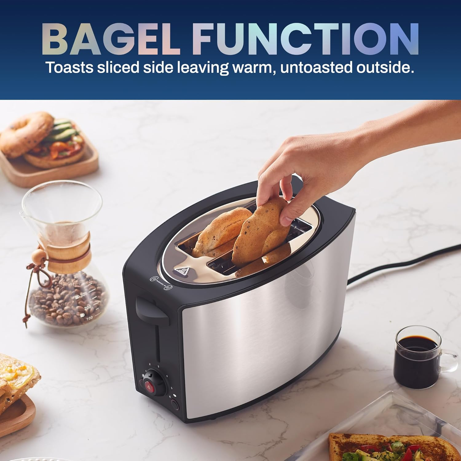 Elite Gourmet ECT2428 New Stainless Steel 2-Slice Toaster with Bagel Function