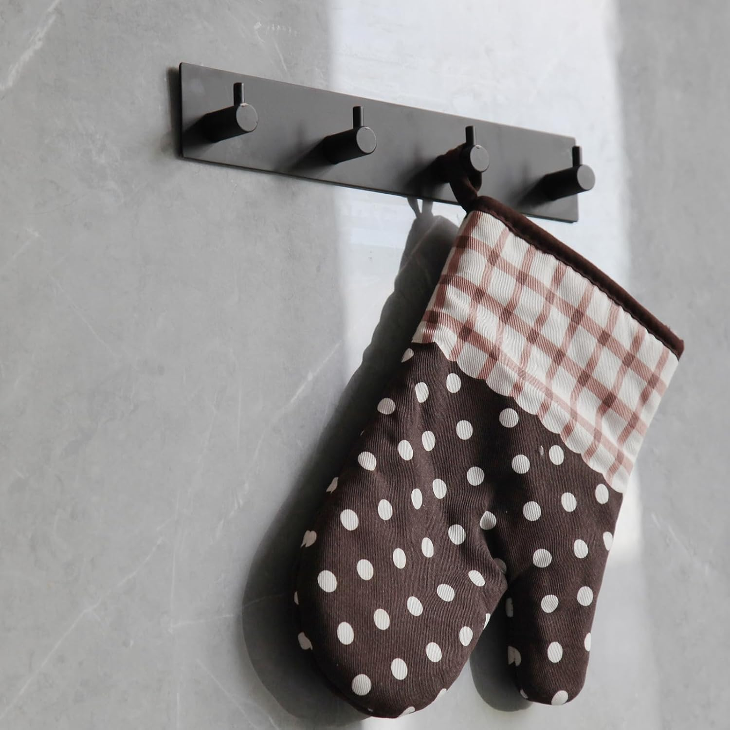 Self Adhesive Towel Hooks for Bathrooms Black Stick on Wall Hooks Bath Adhesive Towel Hanger Peel and Stick Matte Black Shower Hooks for Wall Adhesive Coat Hook for Wall Mount 4 Hooks