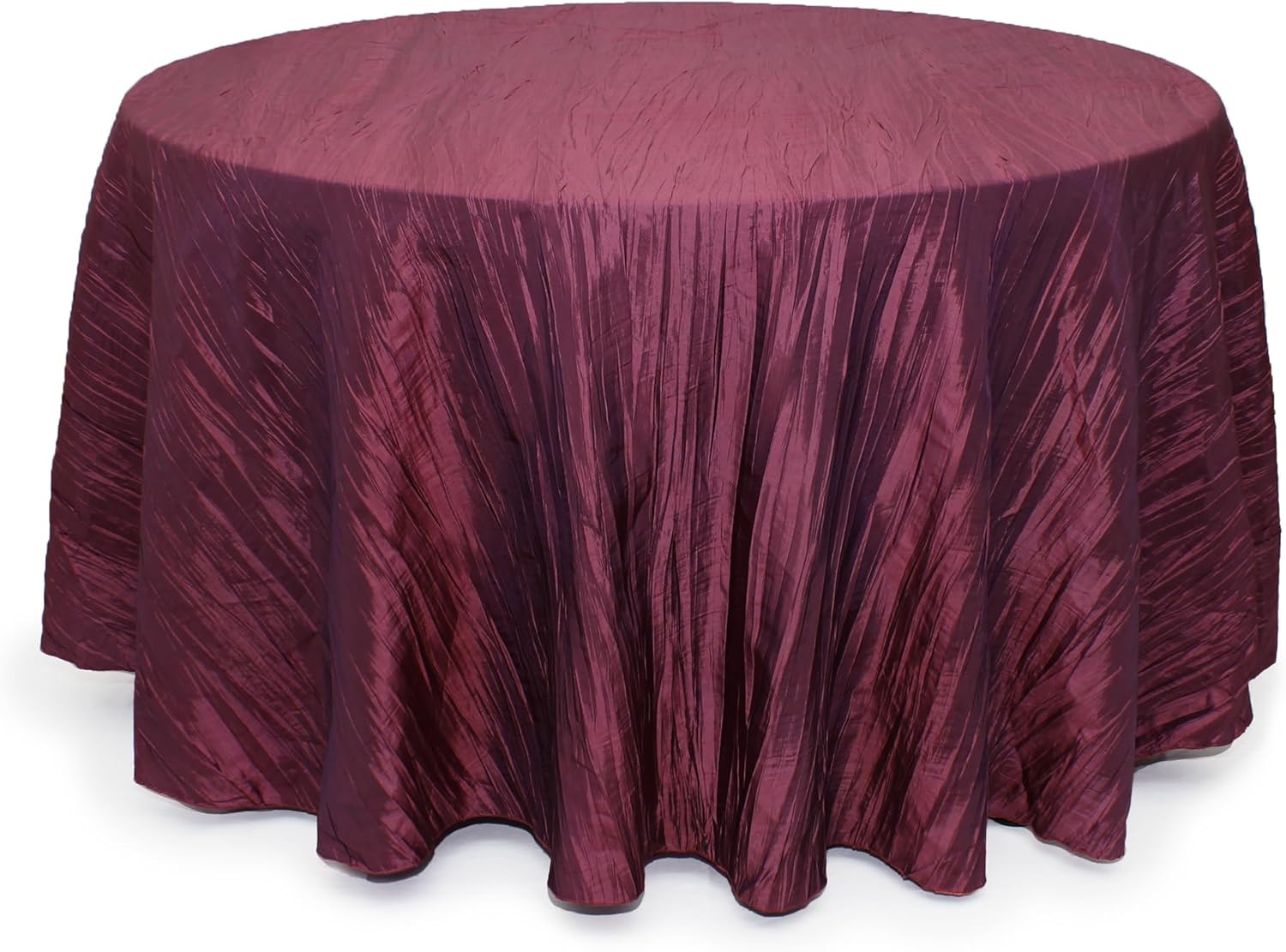 120" Round Eggplant Crinkle Taffeta Tablecloth for Events