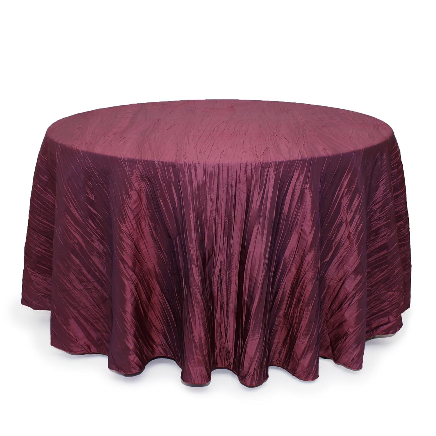 120" Round Eggplant Crinkle Taffeta Tablecloth for Events