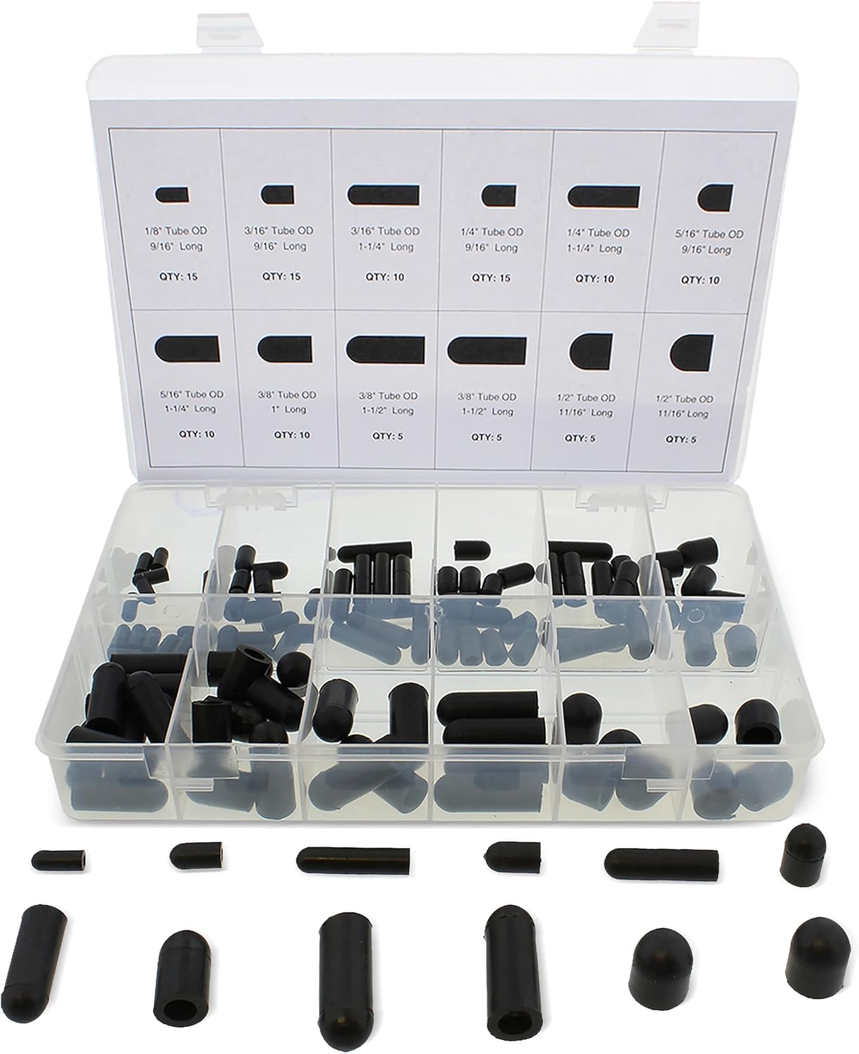 ABN Rubber Vacuum Cap 115-Piece Assortment Set – Automotive Hose Line Caps Kit