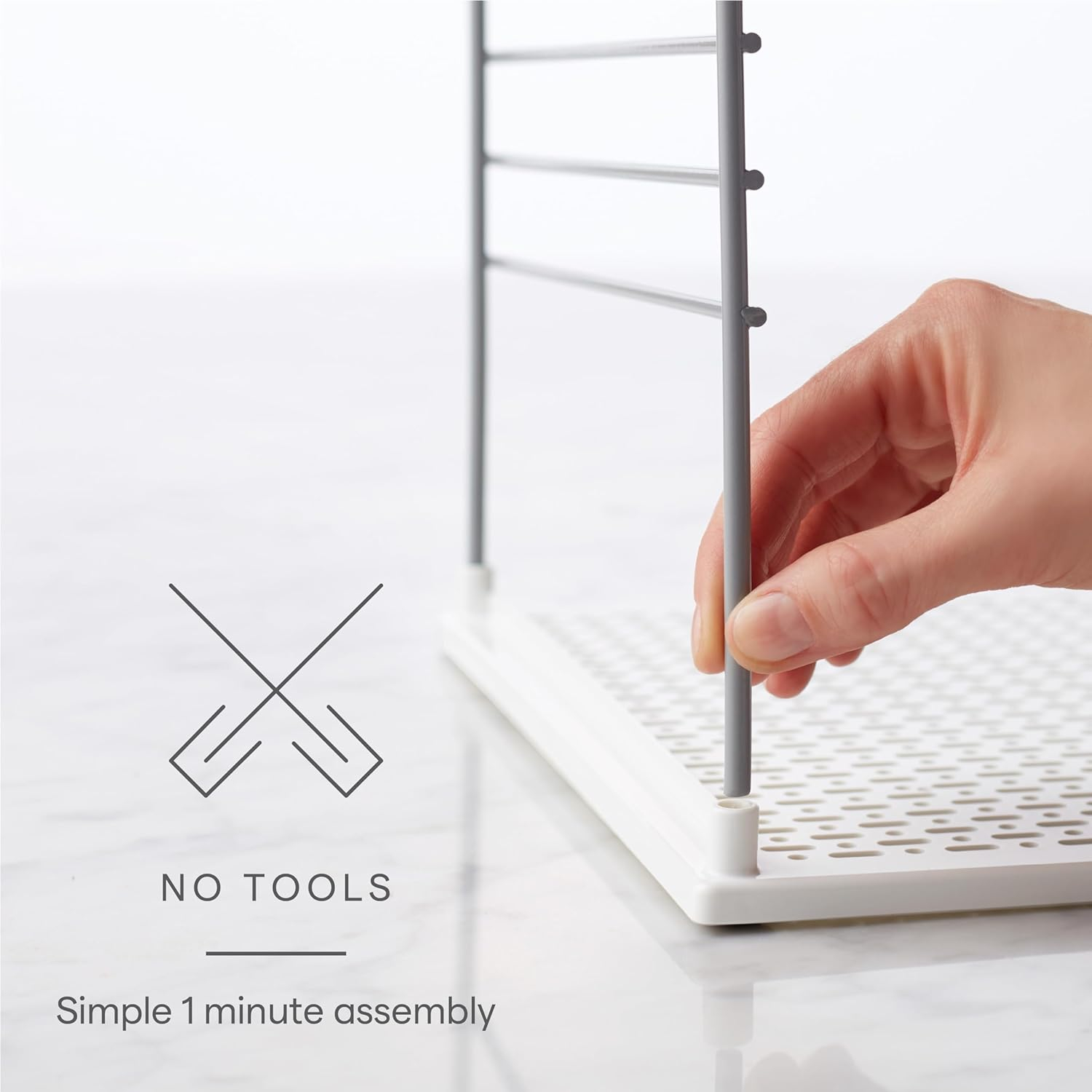Adjustable White Steel and Plastic Kitchen Box Organizer