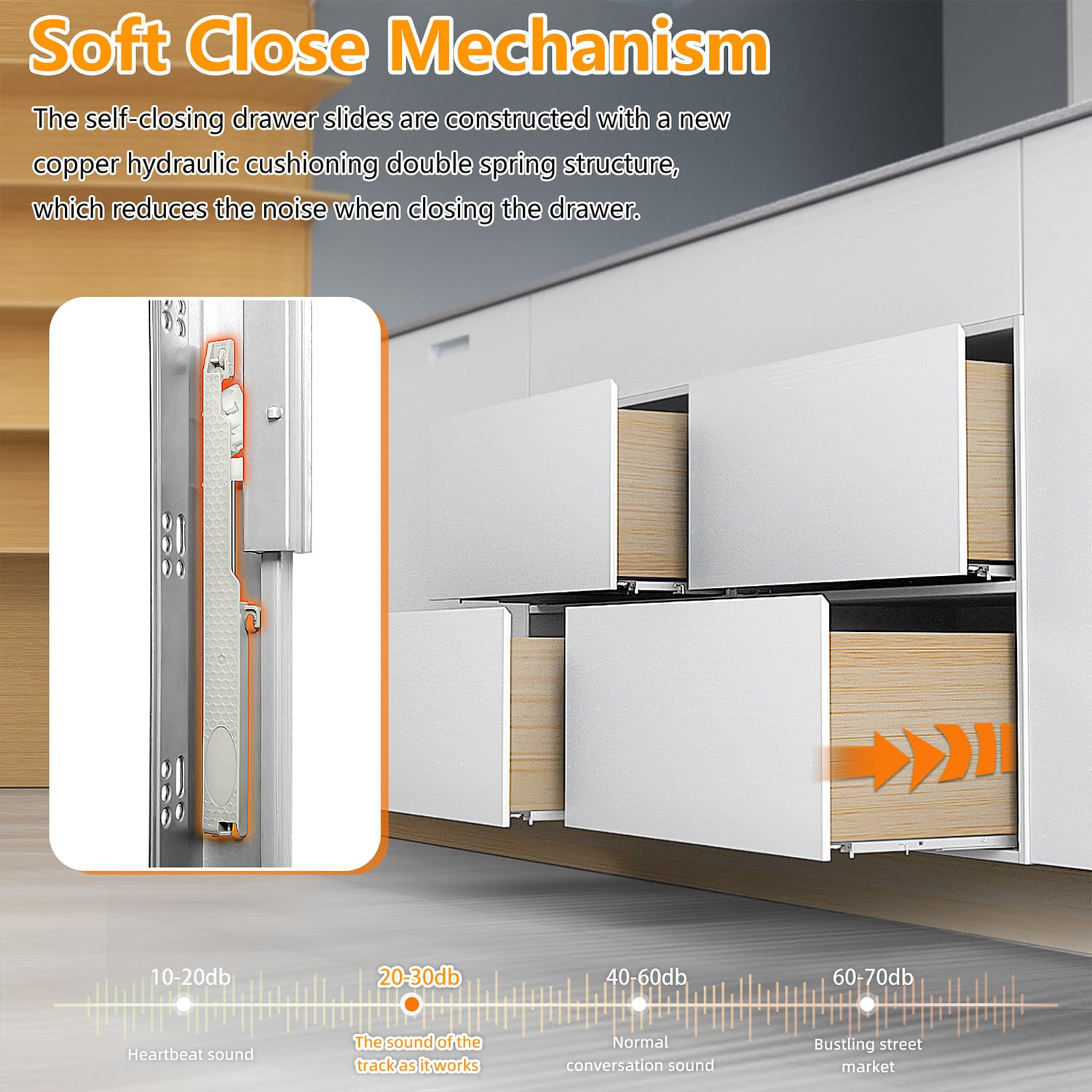 Soft Close Bottom Mount Drawer Slides 9 Inch Rails with Rear mounting Bracket Locking Devices Screws for Face Frame Or Frameless Application（9 inch, 1 Pair）