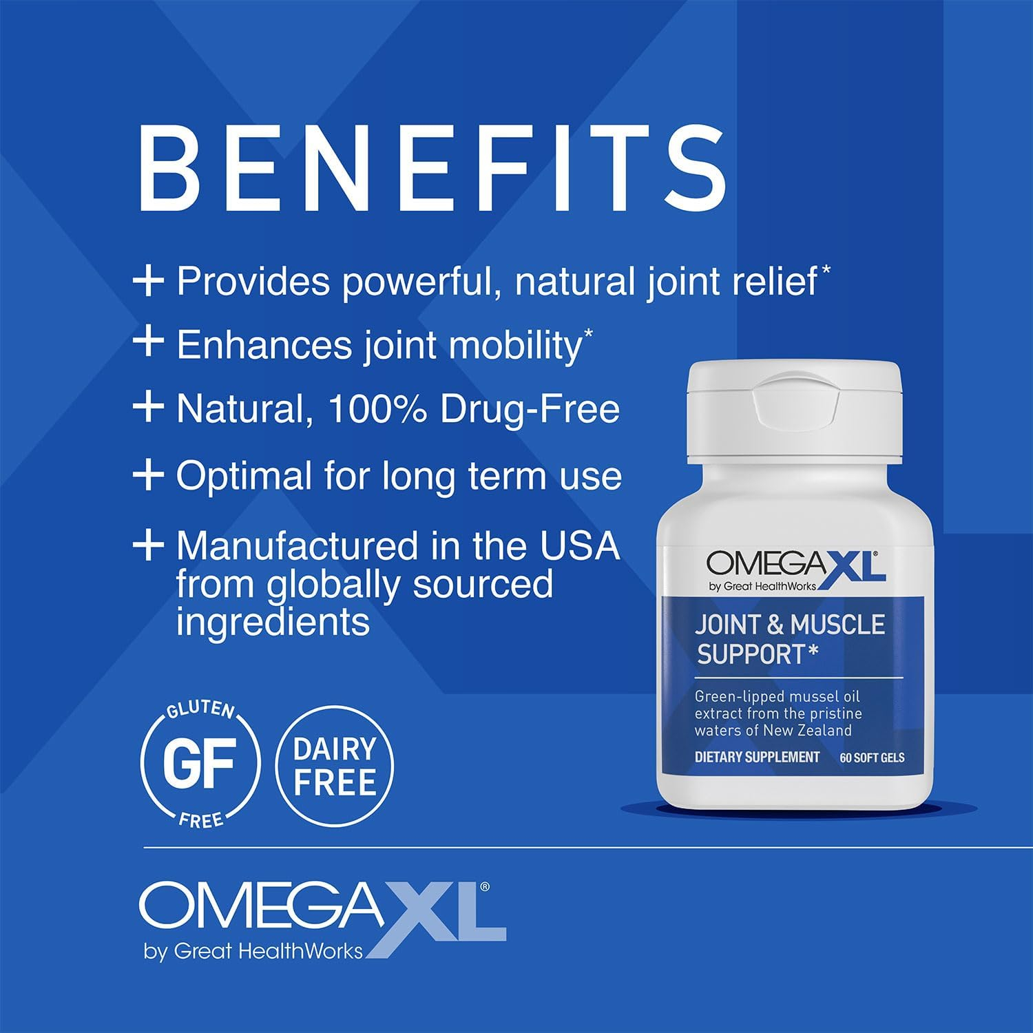 OmegaXL Joint Support Supplement - Natural Muscle Support, 60 Softgels & VitaminXL D3 High Potency Daily Vitamin D 5000 IU 125mcg Immune Support Supplement (30 Softgels)