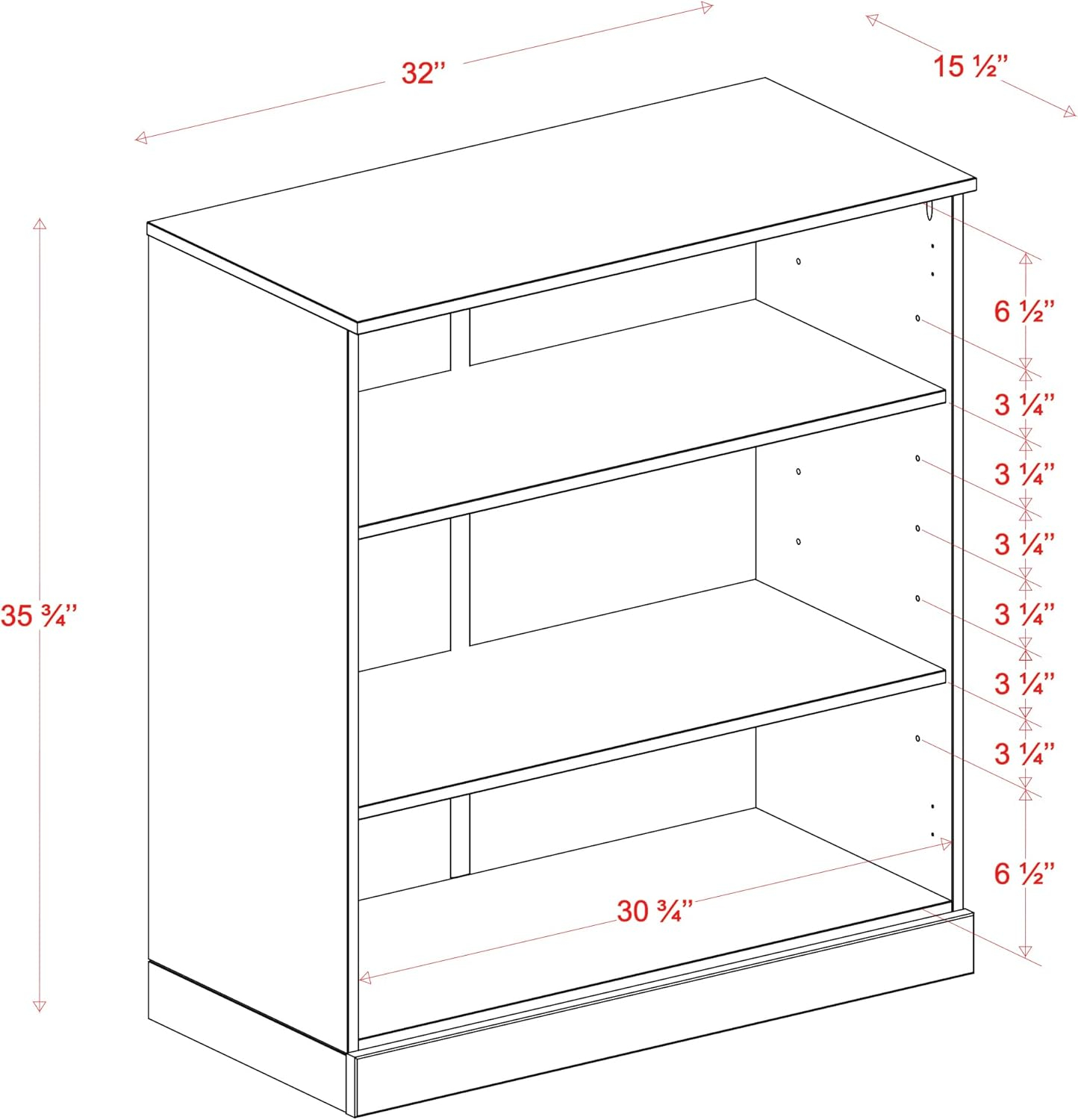 Palace Imports 100% Solid Wood 3-shelf Bookcase with Adjustable Shelves, Black