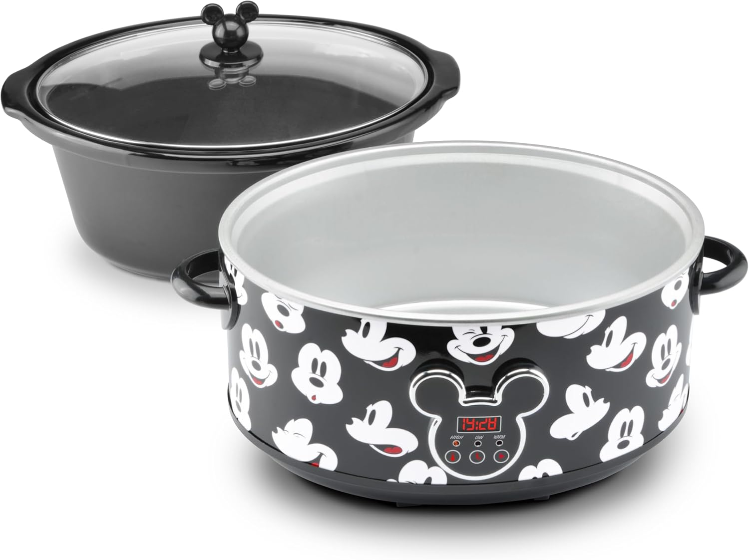Mickey Mouse Black Digital Slow Cooker with Timer, 7 Quarts