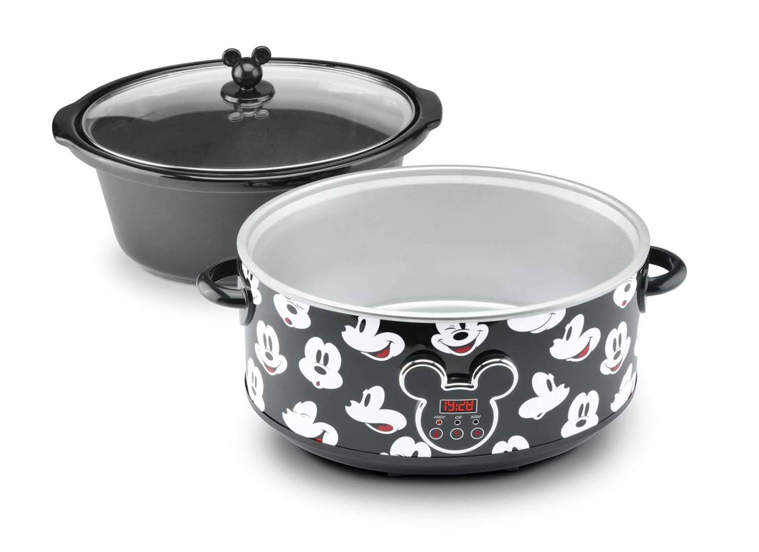 Mickey Mouse Black Digital Slow Cooker with Timer, 7 Quarts