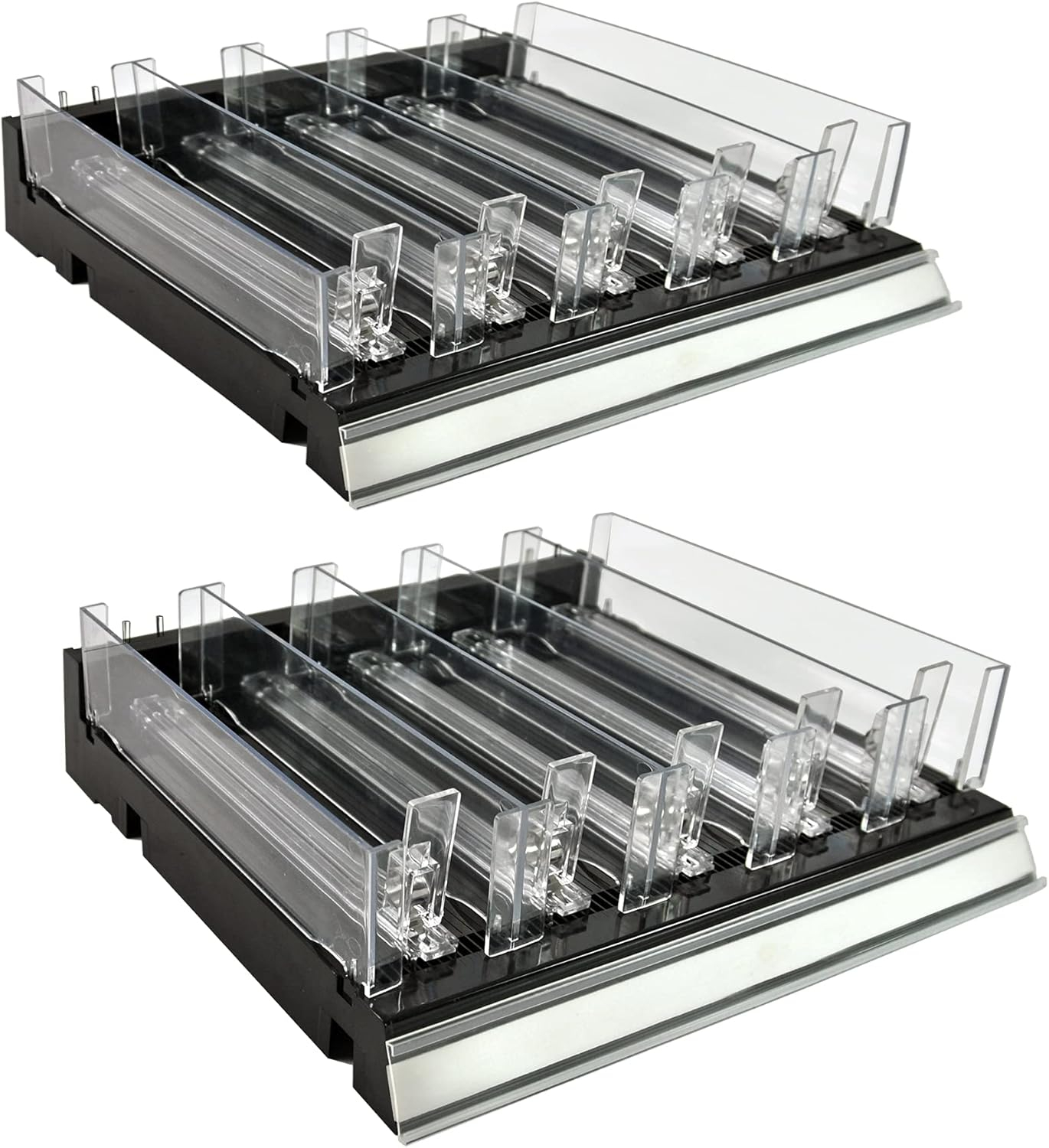 Azar Displays 225830-TALL-BLK Adjustable Tall Divider Bin Cosmetic Tray with Pushers - Customize Slot Size to Product, Black 2-Pack