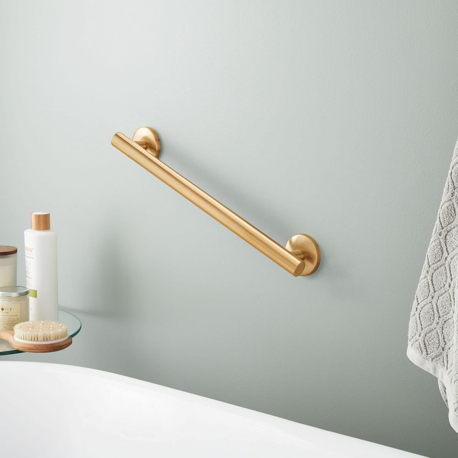 Brushed Gold Contemporary 18" Wall Mounted Grab Bar