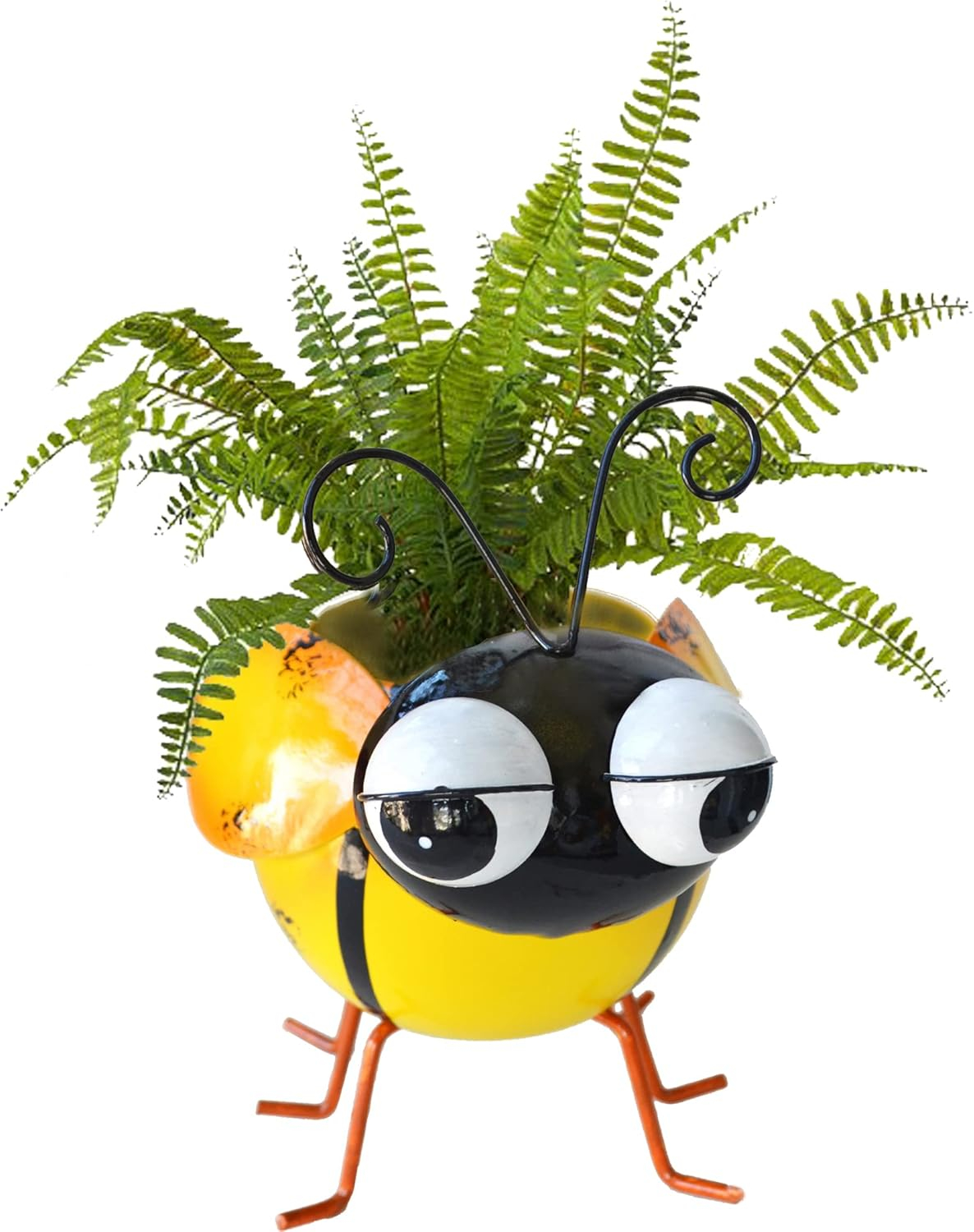 GIFTME 5 Garden Ornaments Planter Pot,Yellow Planters for Indoor or Outdoor,Succulent Planter with Drainage,Metal Cute and Funny Bee Pot Planter（7.5Inch,1pc Bee）