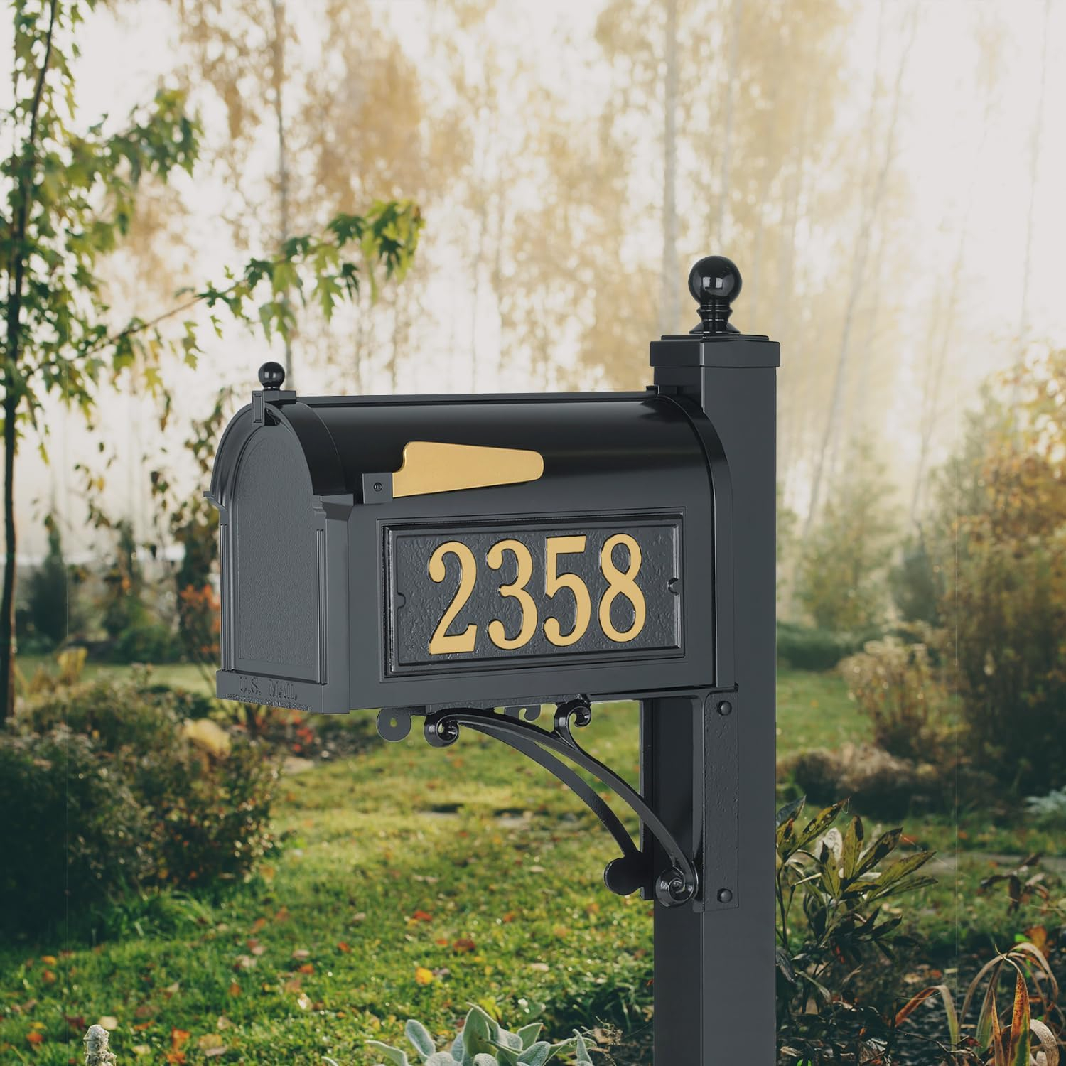 Black Aluminum Capitol Mailbox with Side Address Plaques
